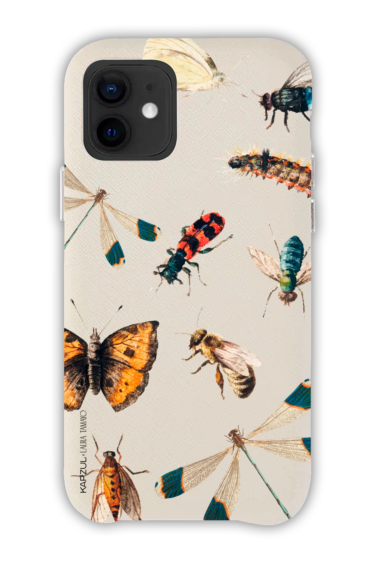 White - Full Design – Bug Case - iPhone 12 - Leather Case