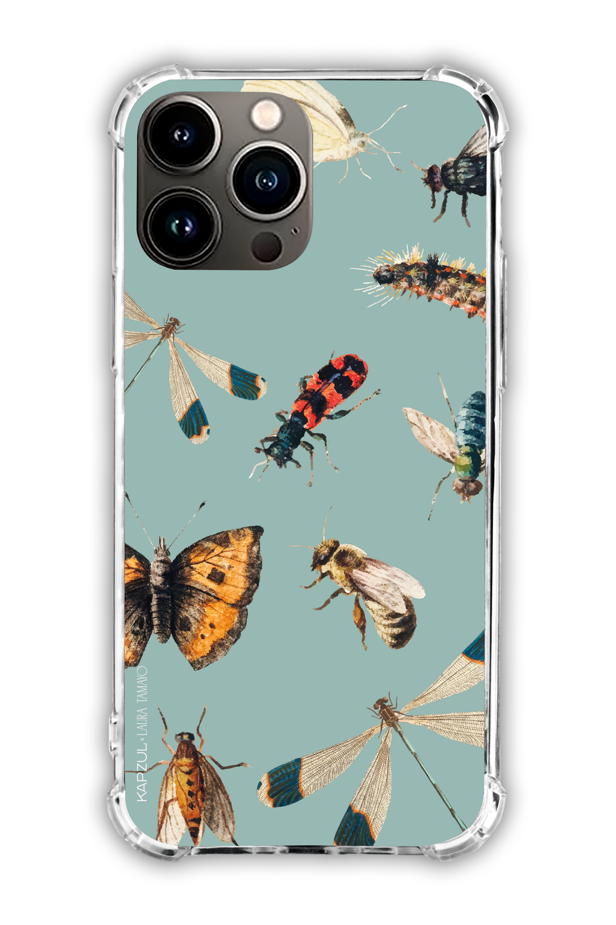 Green - Full Design – Bug Case - iPhone 15 Pro - Transparent Case