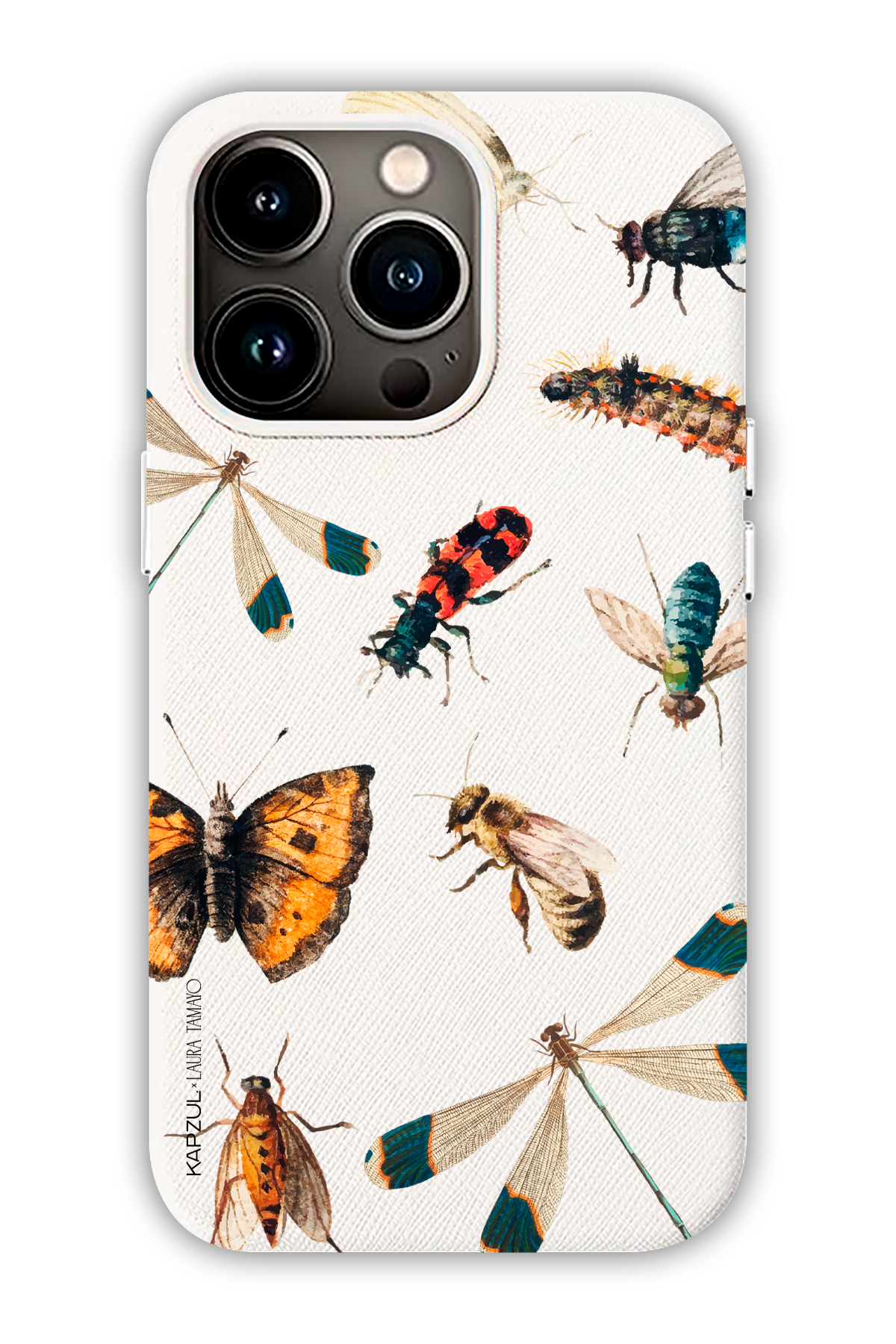White - Full Design – Bug Case - iPhone 13 Pro Max - Leather Case