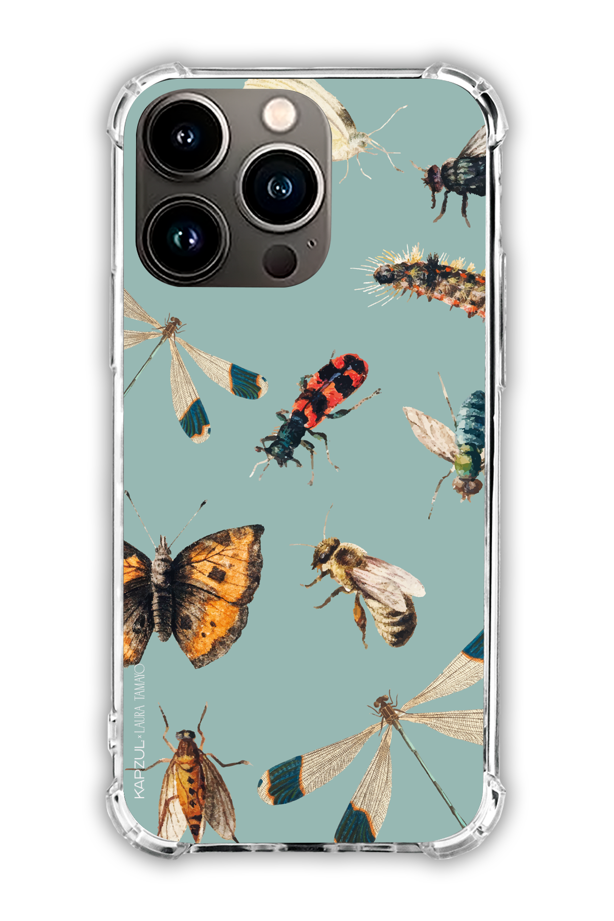 Green - Full Design – Bug Case - iPhone 13 Pro - Transparent Case