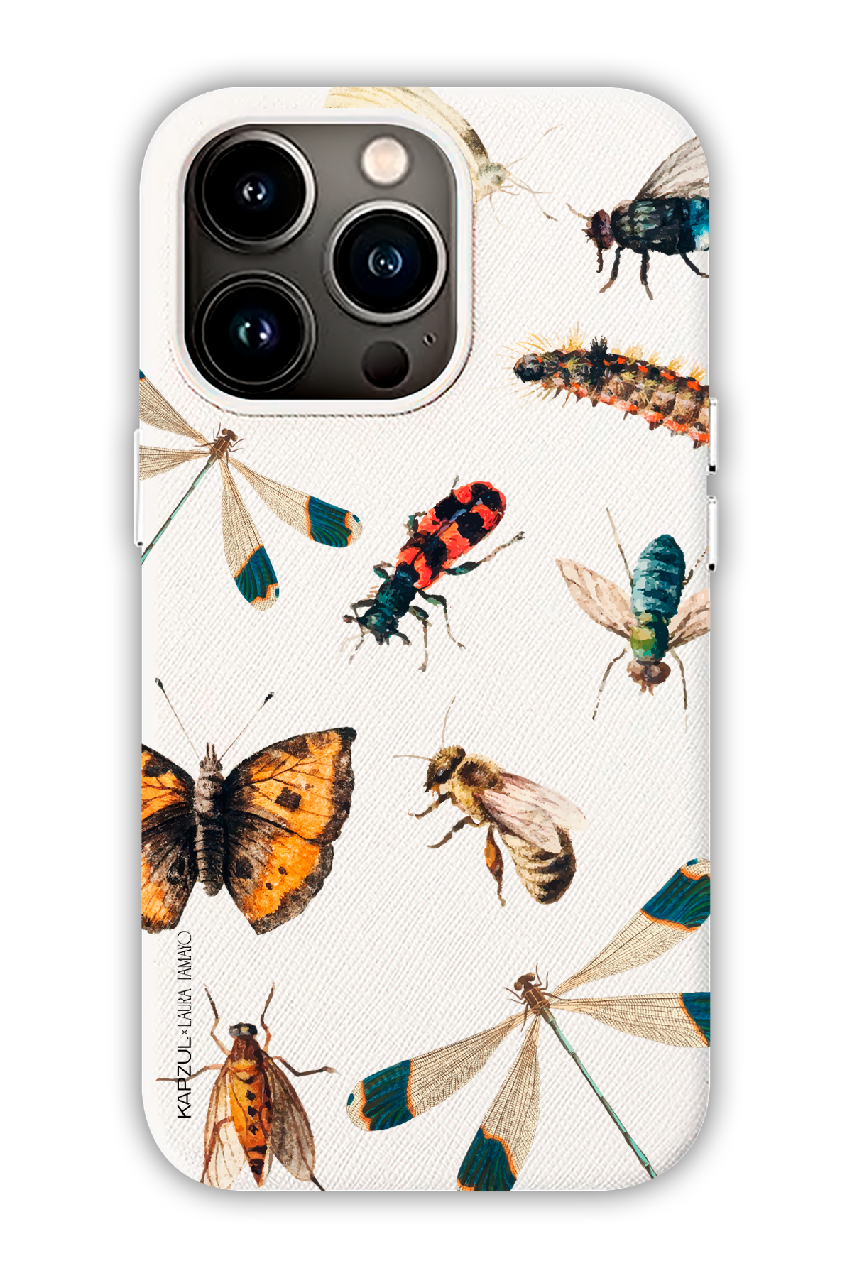 White - Full Design – Bug Case - iPhone 13 Pro - Leather Case