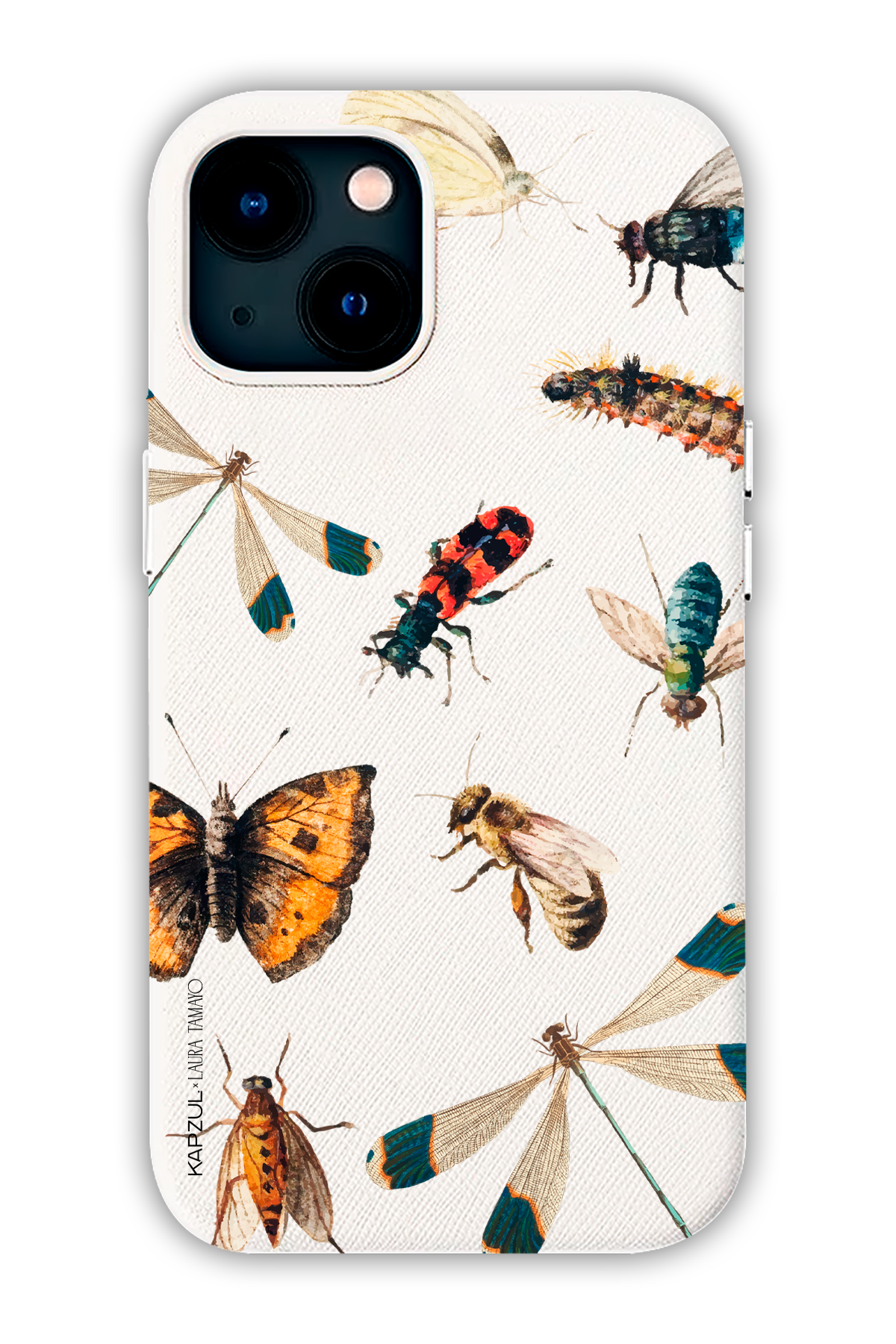 White - Full Design – Bug Case - iPhone 13 - Leather Case