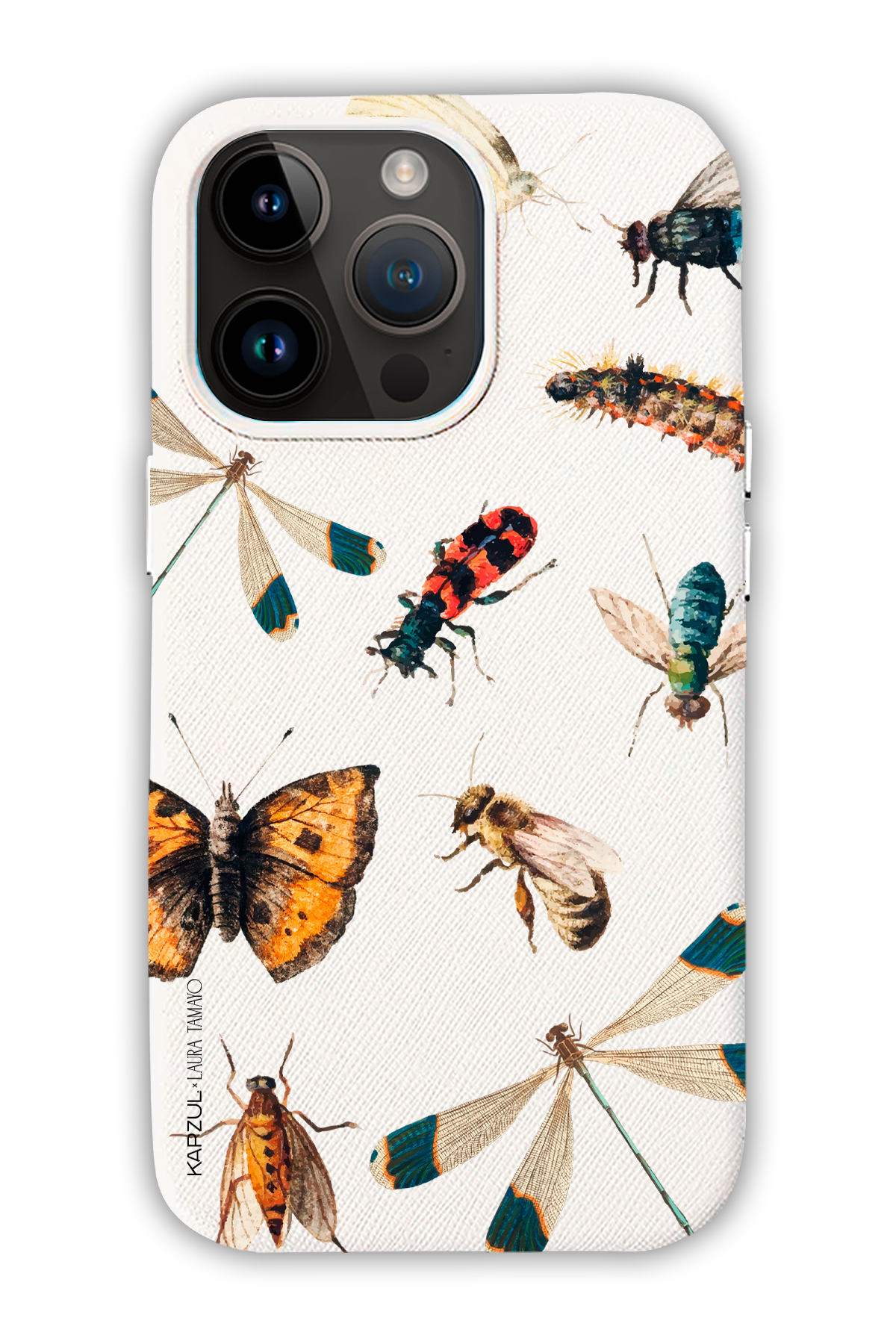 White - Full Design – Bug Case - iPhone 14 Pro Max - Leather Case