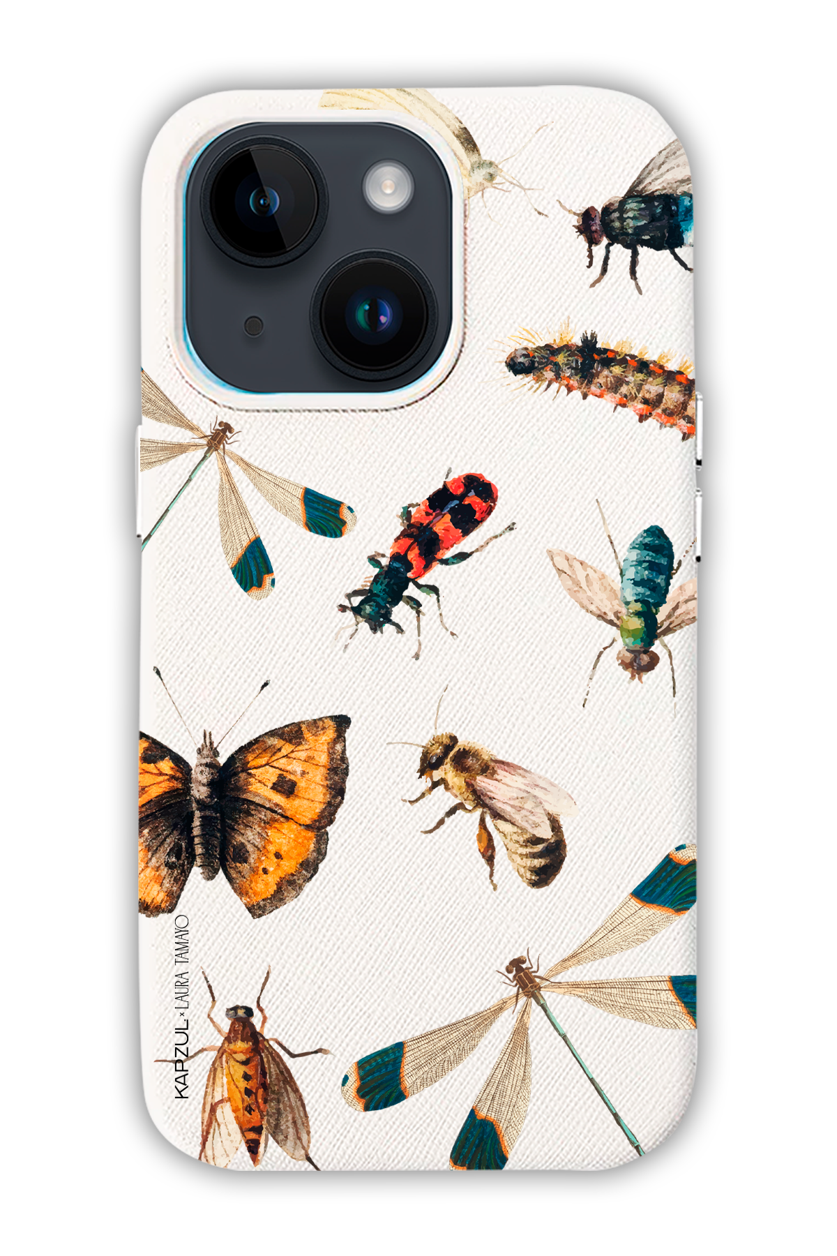 White - Full Design – Bug Case - iPhone 14 - Leather Case