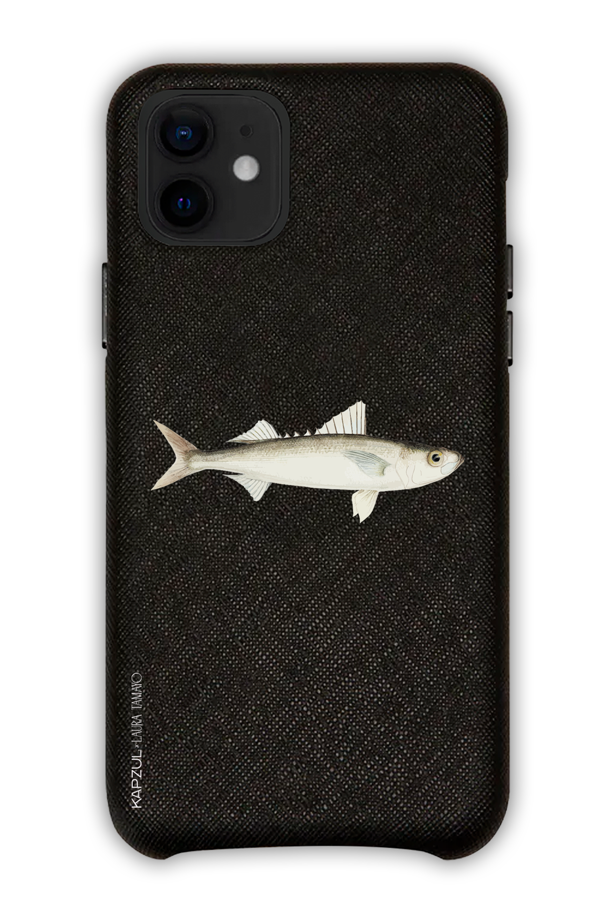 Black - Simple Design – Fish Case - iPhone 12 - Leather Case