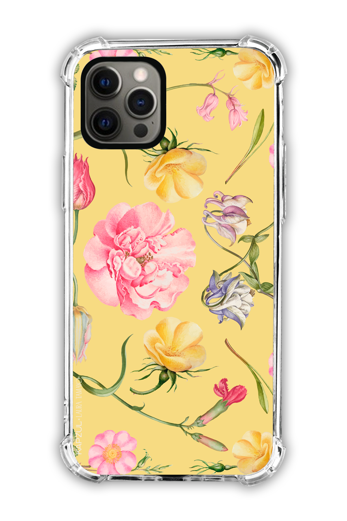 Yellow - Full Design – Flower Case - iPhone 12 Pro - Transparent Case