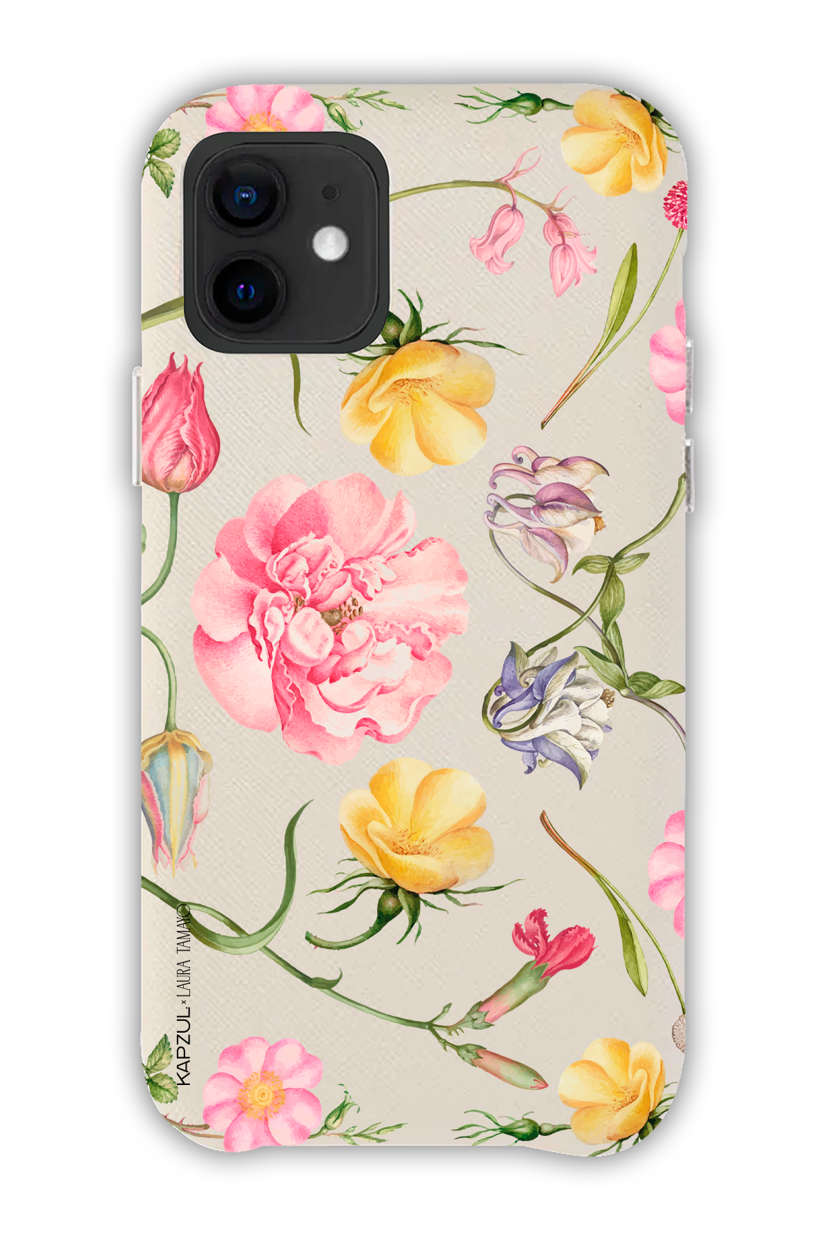 White - Full Design – Flower Case - iPhone 12 - Leather Case