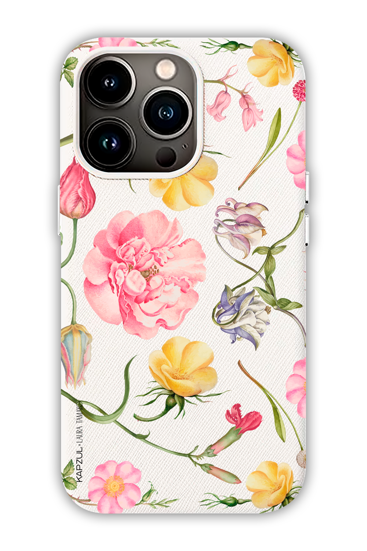 White - Full Design – Flower Case - iPhone 13 Pro Max - Leather Case