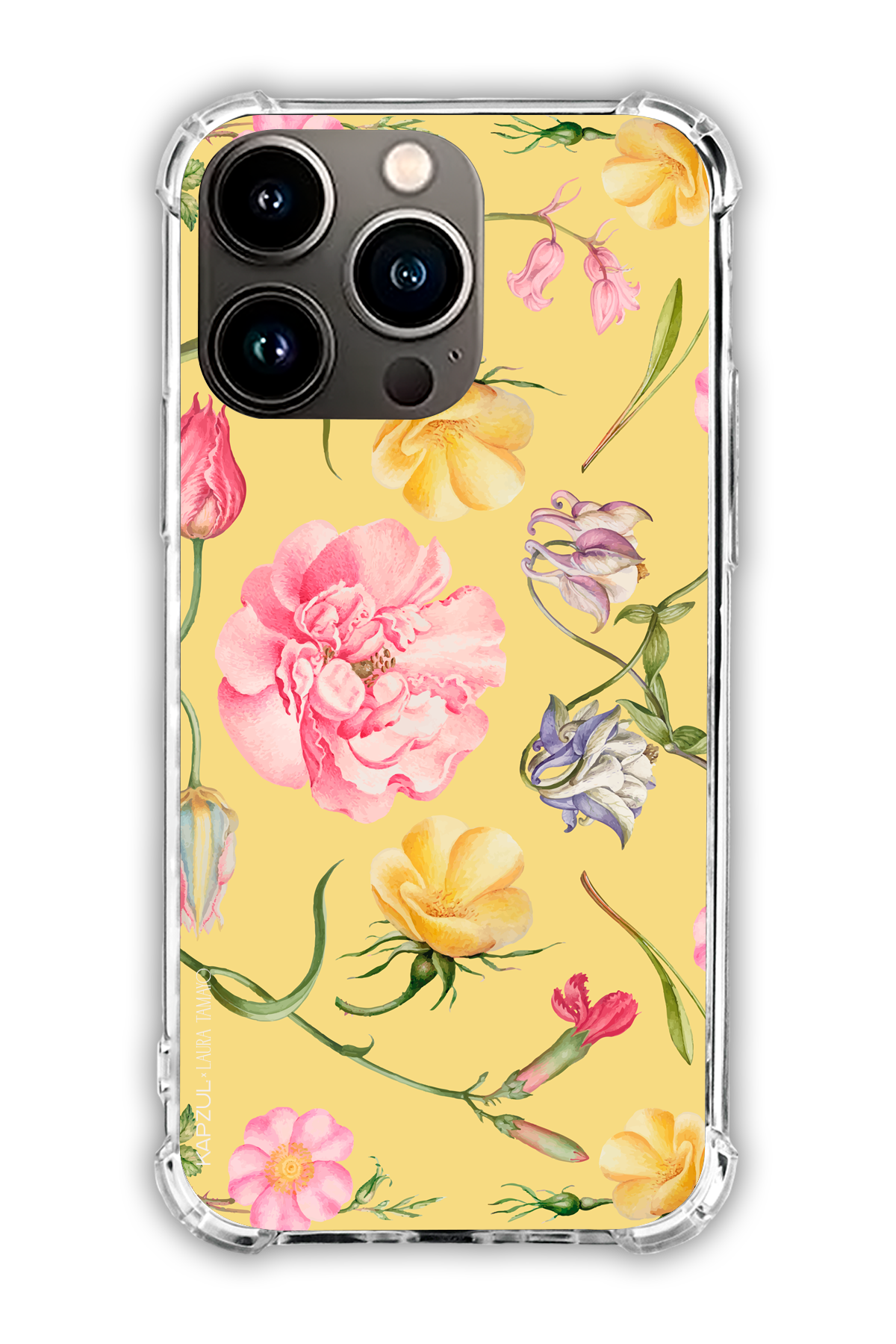 Yellow - Full Design – Flower Case - iPhone 13 Pro - Transparent Case