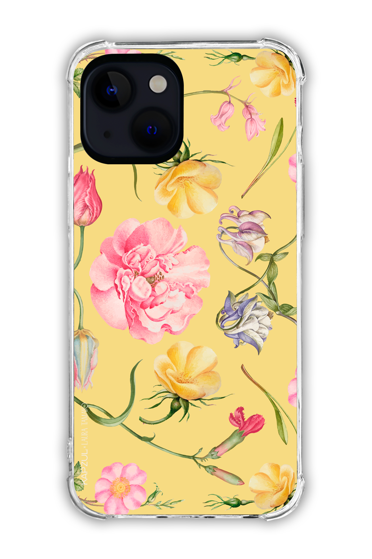 Yellow - Full Design – Flower Case - iPhone 15 - Transparent Case