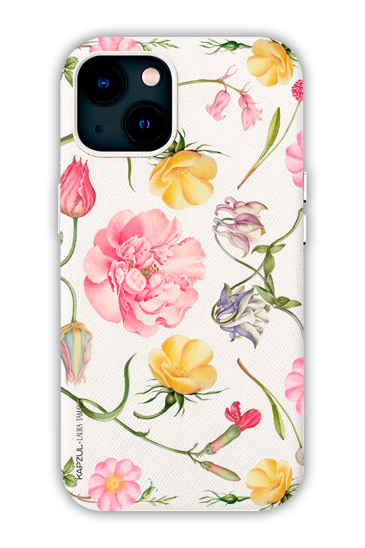 White - Full Design – Flower Case - iPhone 13 - Leather Case