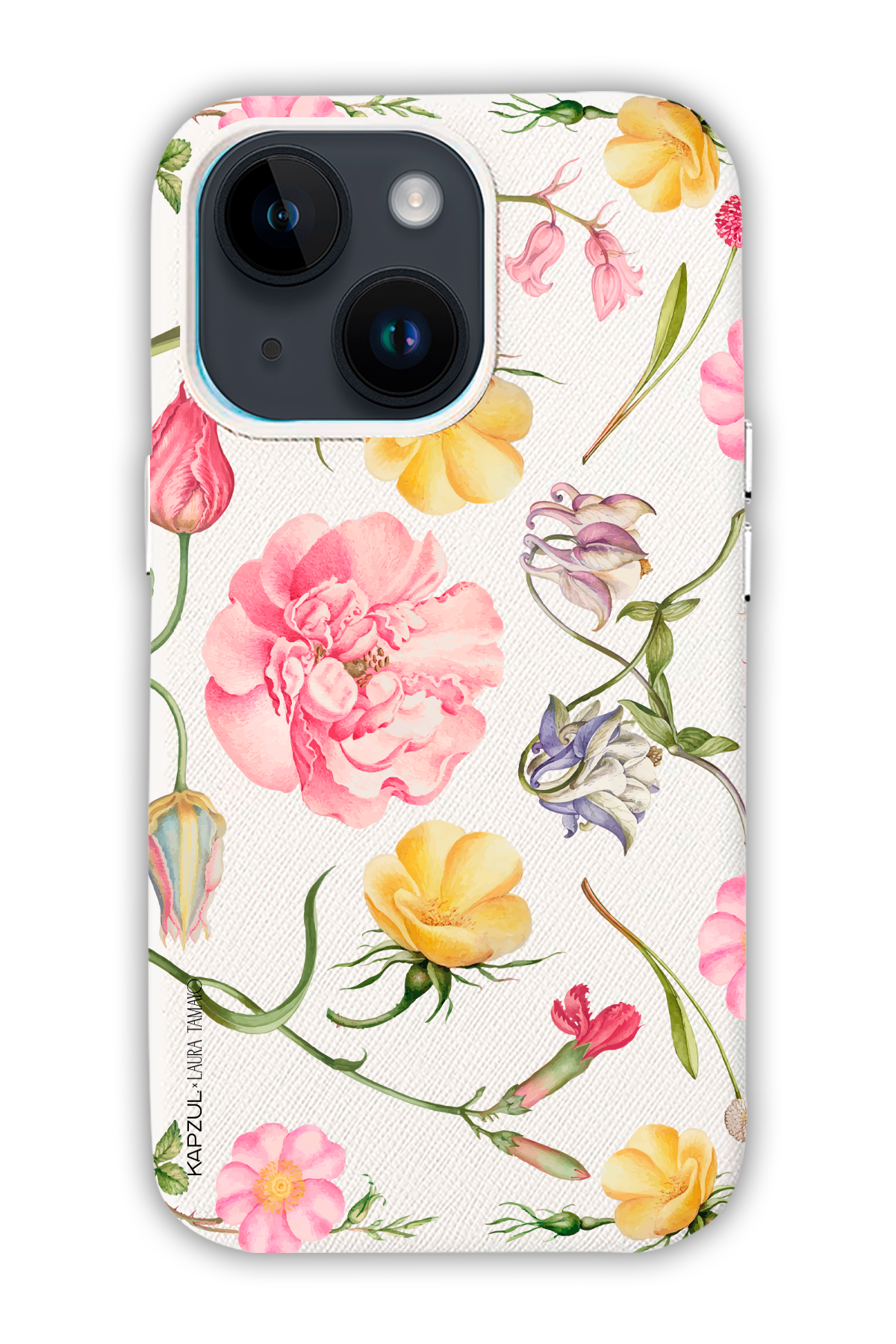 White - Full Design – Flower Case - iPhone 14 Max - Leather Case