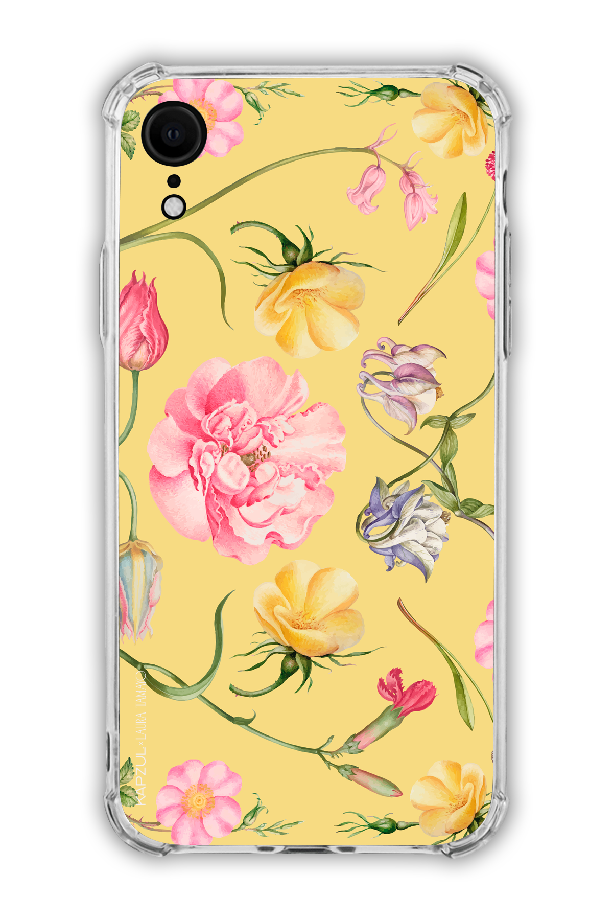 Yellow - Full Design – Flower Case - iPhone XR - Transparent Case