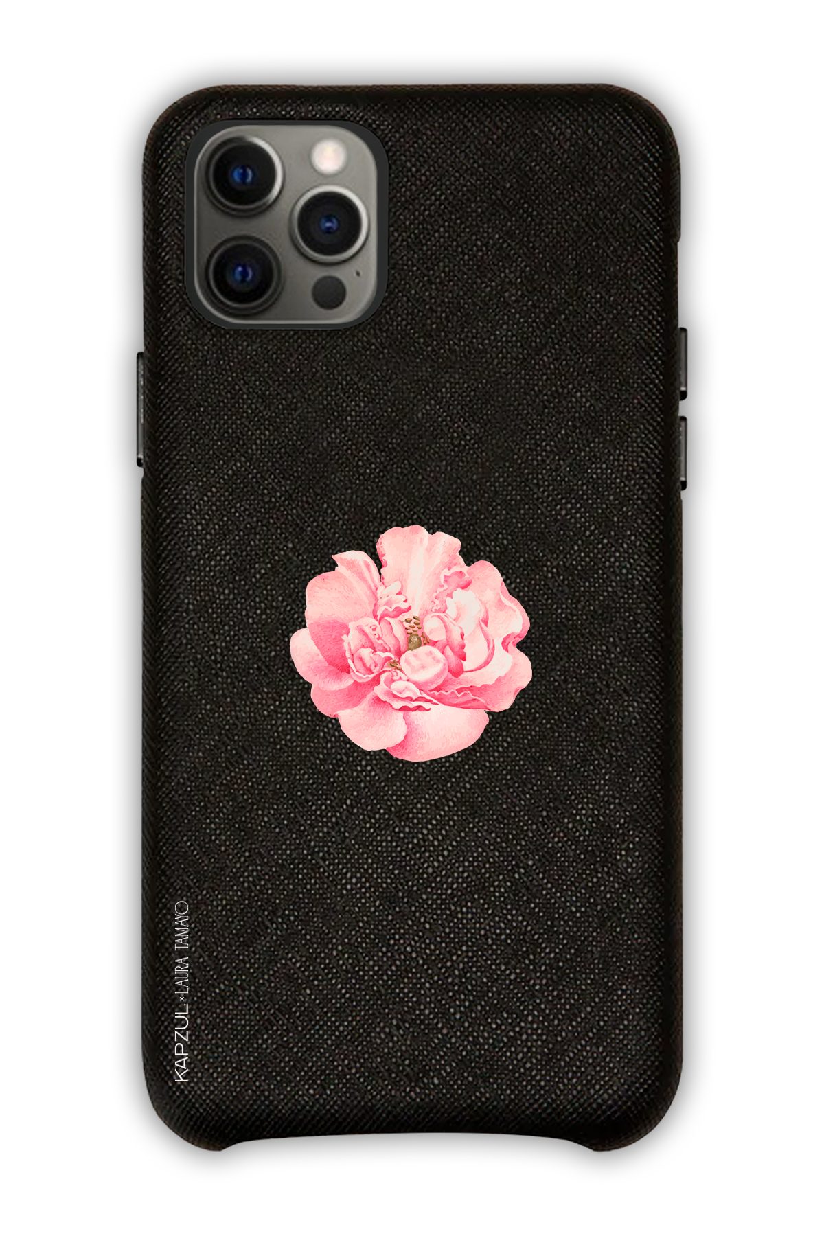 Black - Simple Design – Flower Case - iPhone 12 Pro - Leather Case