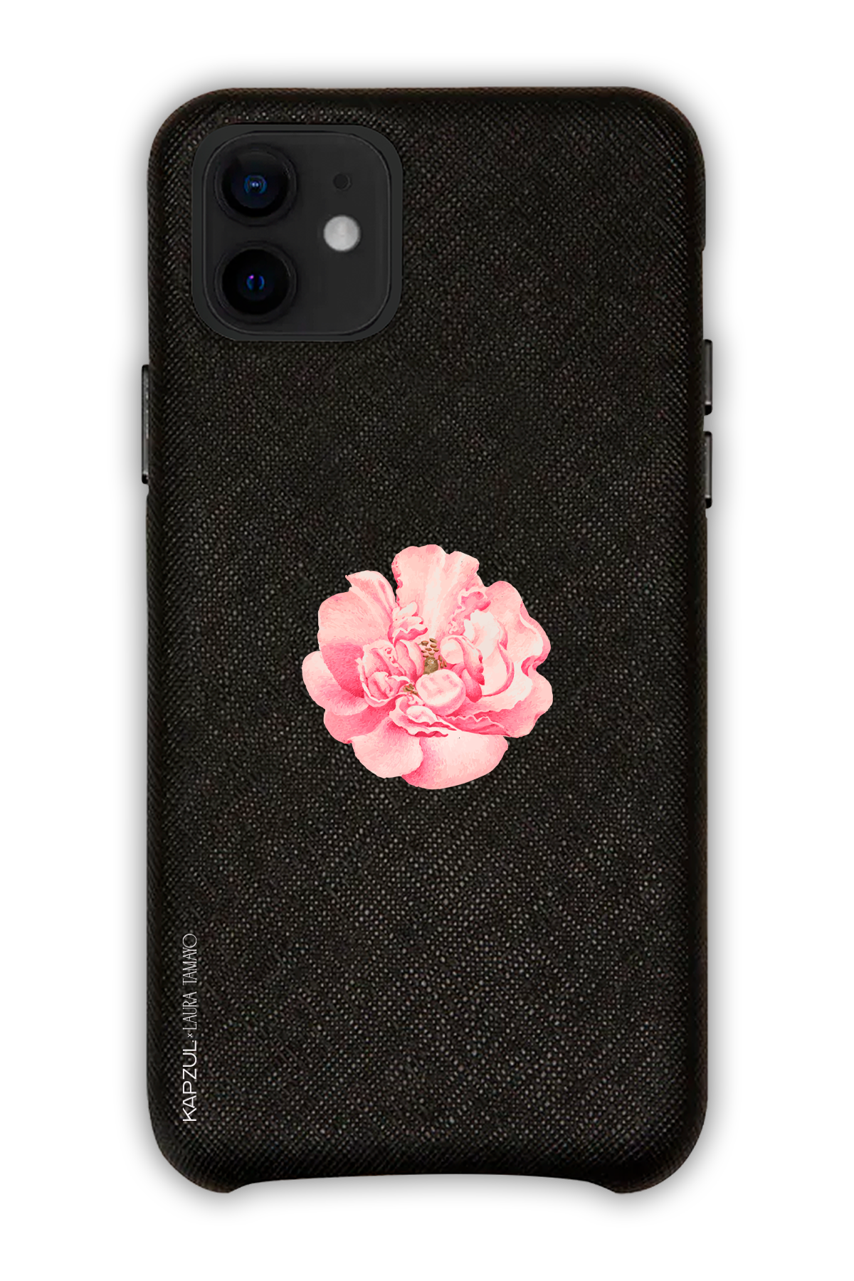 Black - Simple Design – Flower Case - iPhone 12 - Leather Case