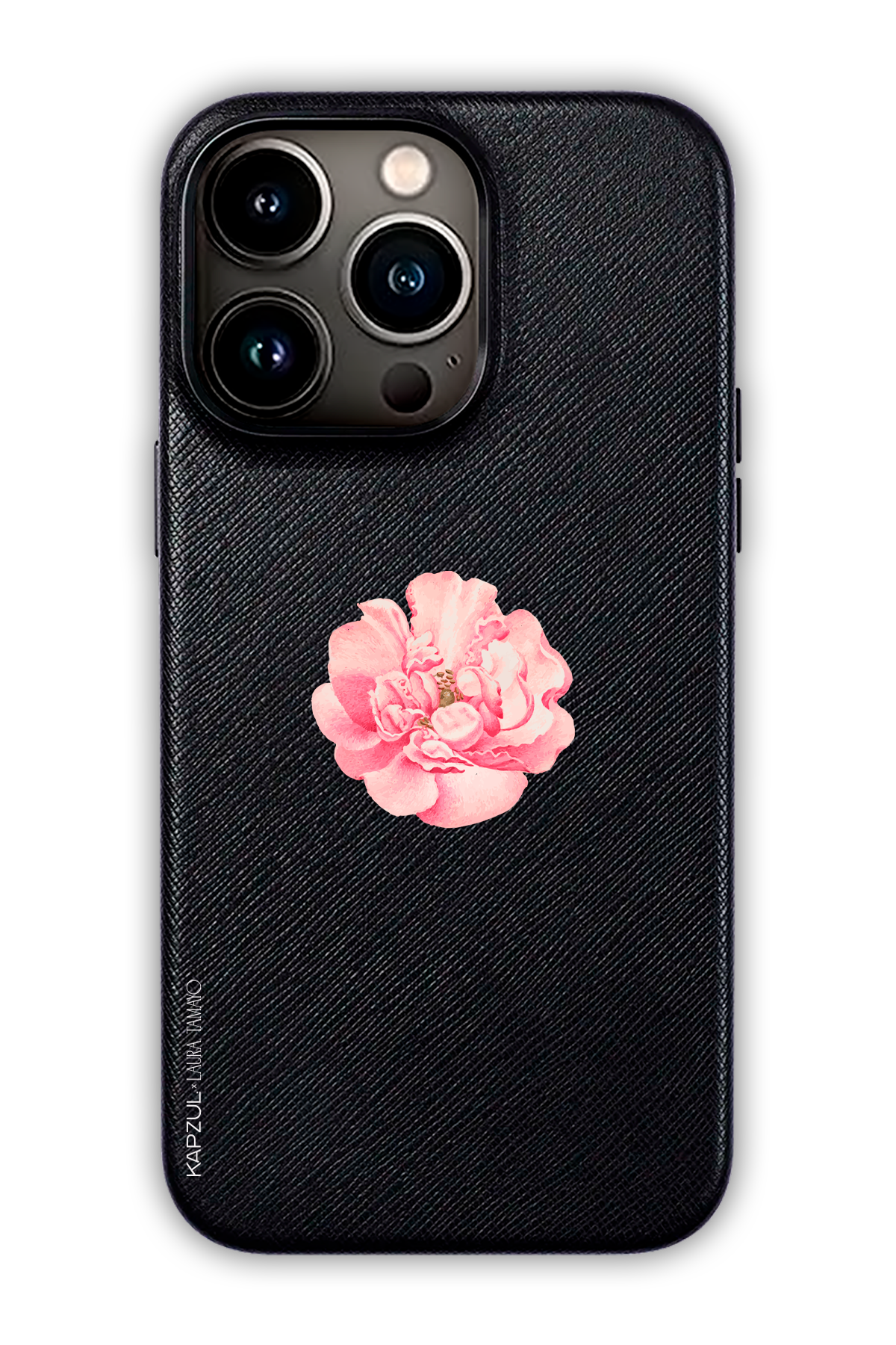 Black - Simple Design – Flower Case - iPhone 13 Pro Max - Leather Case