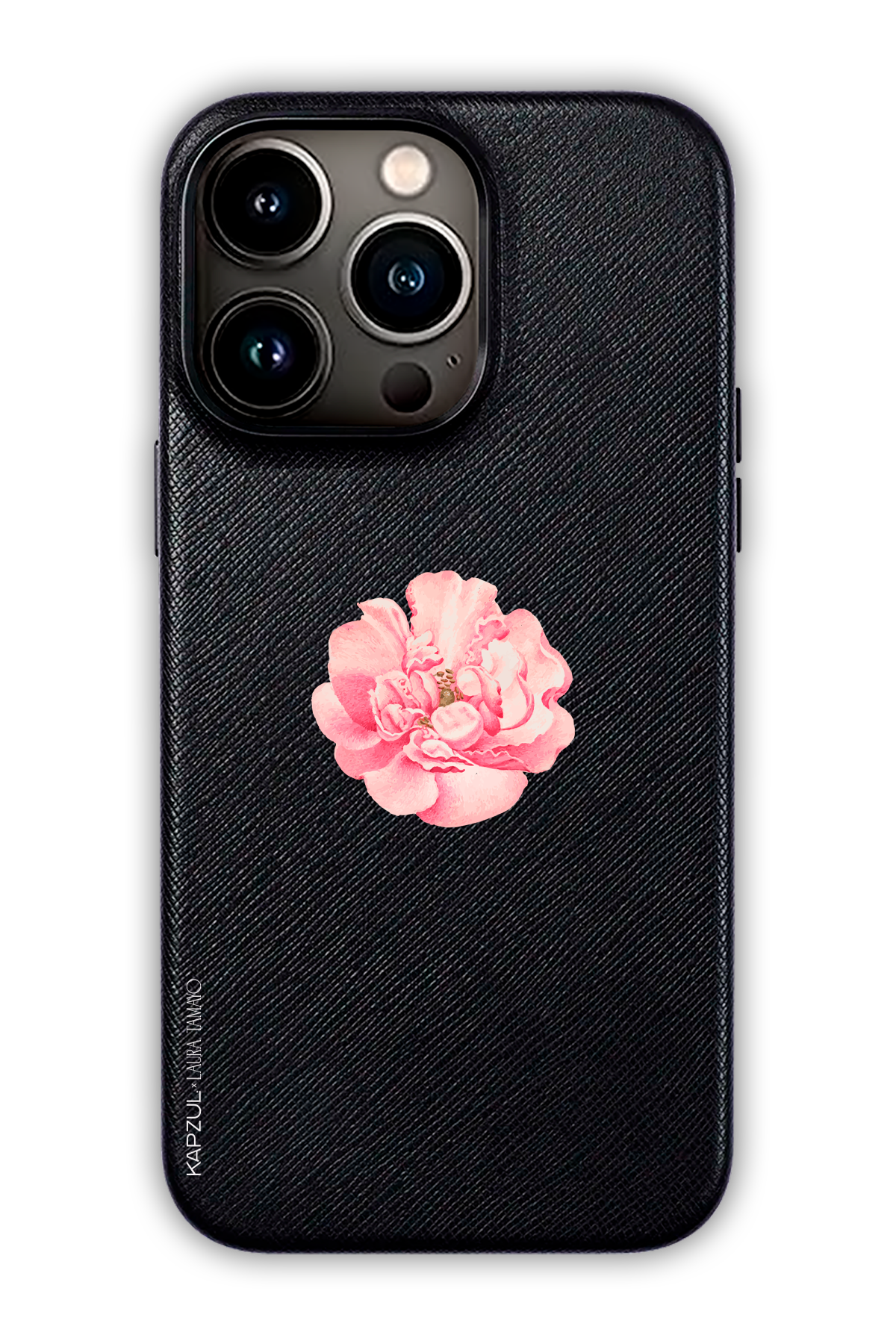 Black - Simple Design – Flower Case - iPhone 13 Pro - Leather Case