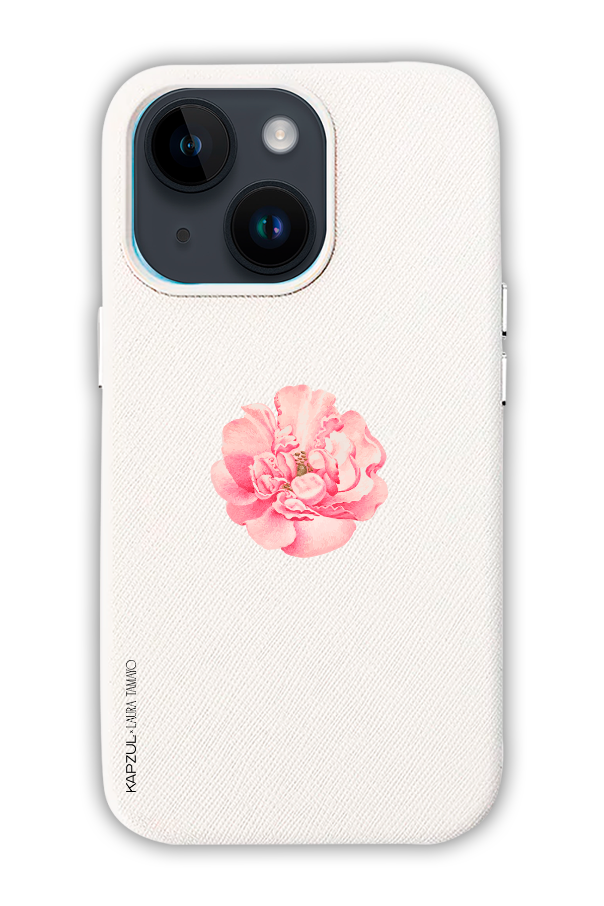 White - Simple Design – Flower Case - iPhone 14 Max - Leather Case