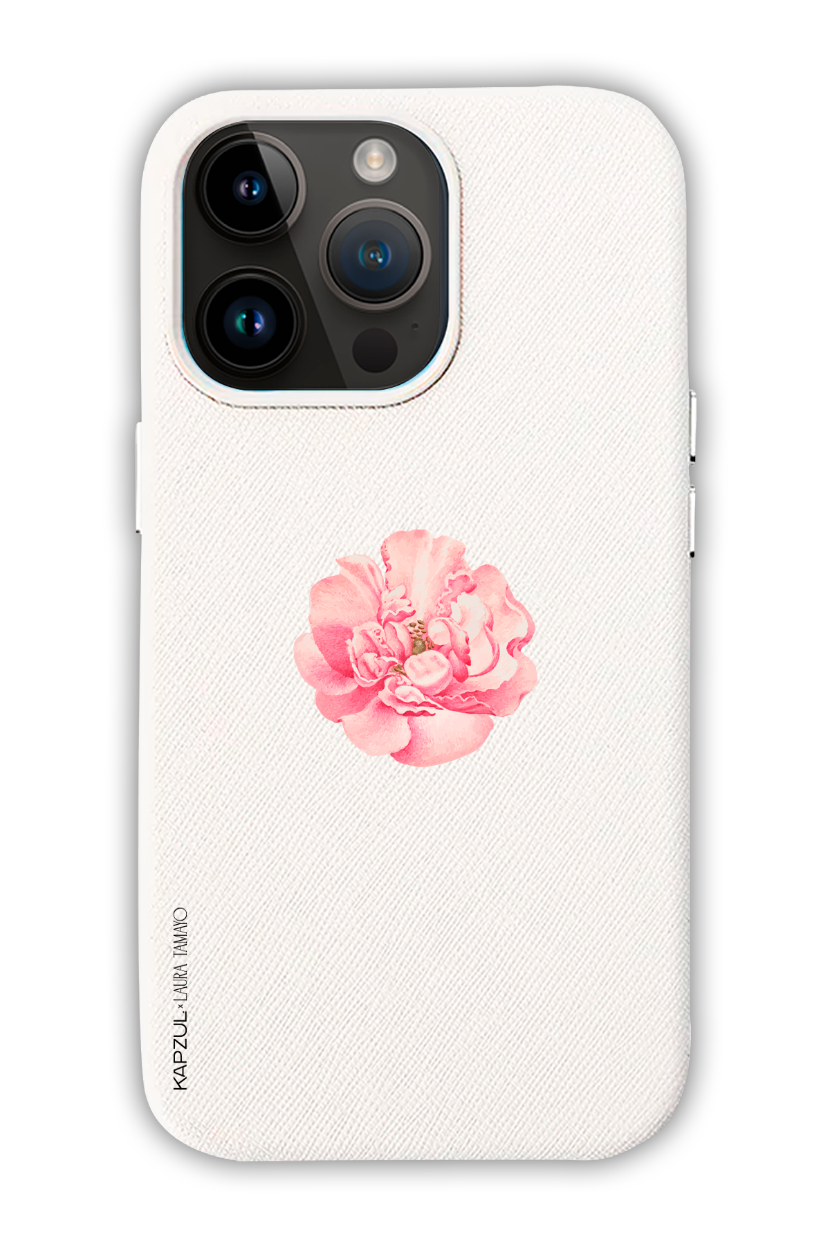 White - Simple Design – Flower Case - iPhone 14 Pro Max - Leather Case