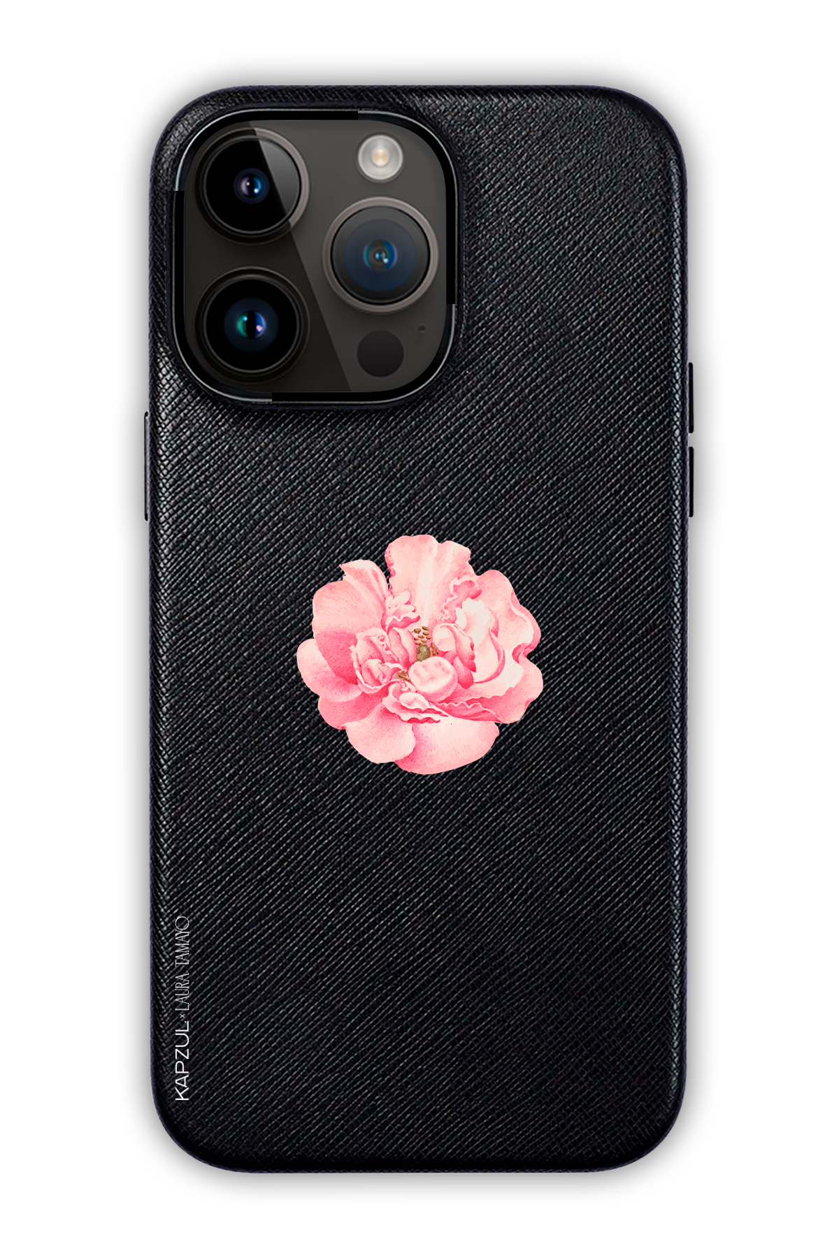 Black - Simple Design – Flower Case - iPhone 14 Pro Max - Leather Case