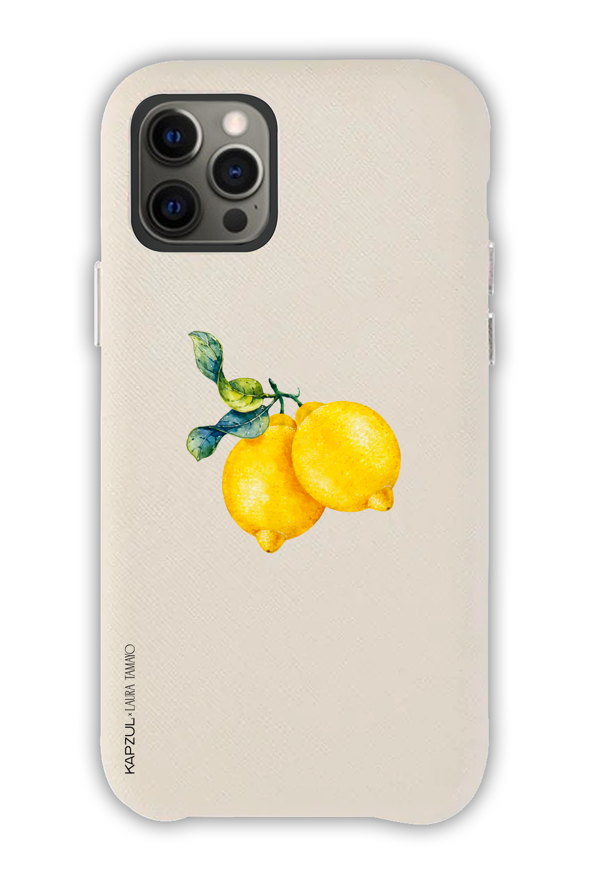 White - Simple Design – Lemons Case - iPhone 12 Pro - Leather Case
