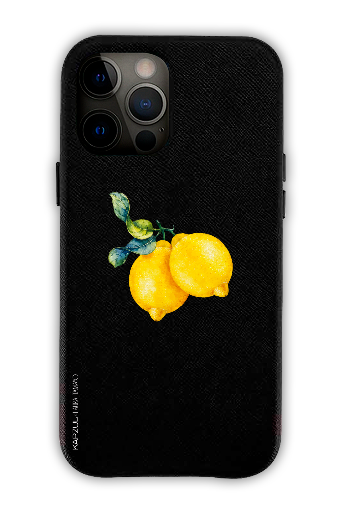 Black - Simple Design – Lemons Case - iPhone 12 Pro Max- Leather Case