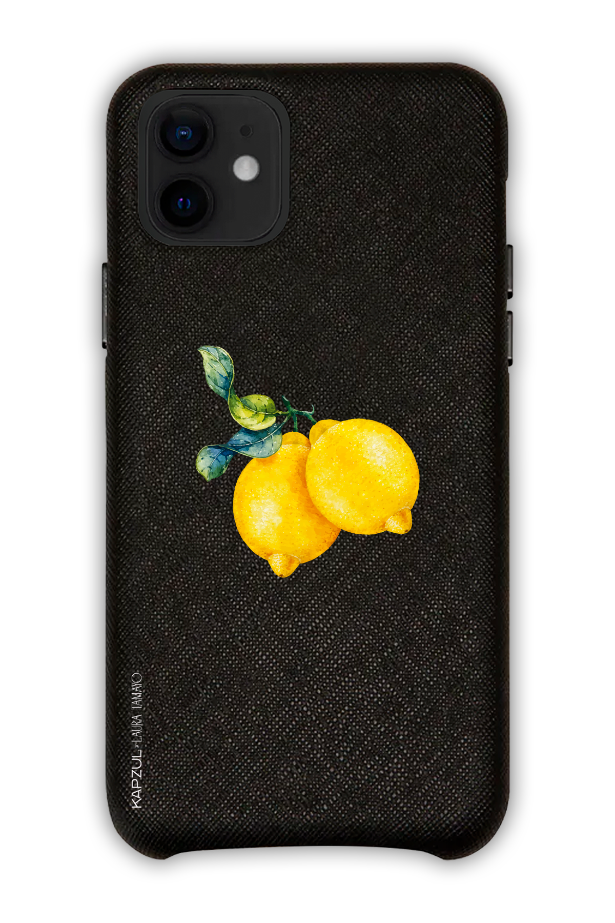 Black - Simple Design – Lemons Case - iPhone 12 - Leather Case