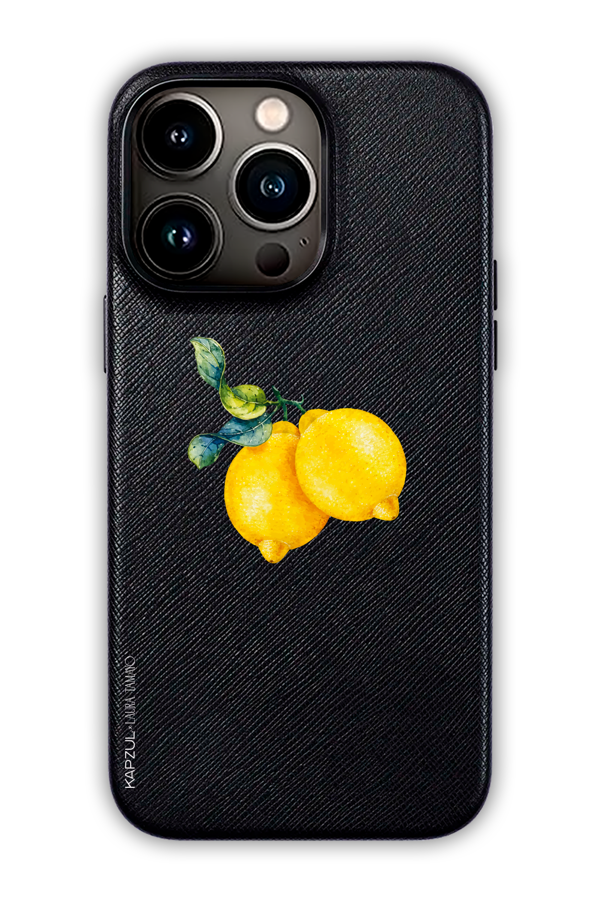 Black - Simple Design – Lemons Case - iPhone 13 Pro Max - Leather Case