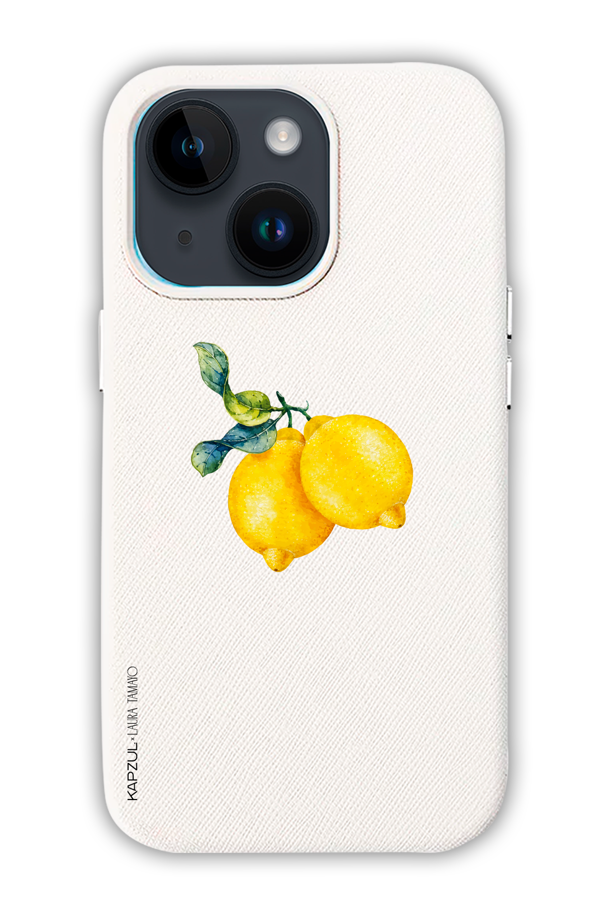 White - Simple Design – Lemons Case - iPhone 14 Max - Leather Case
