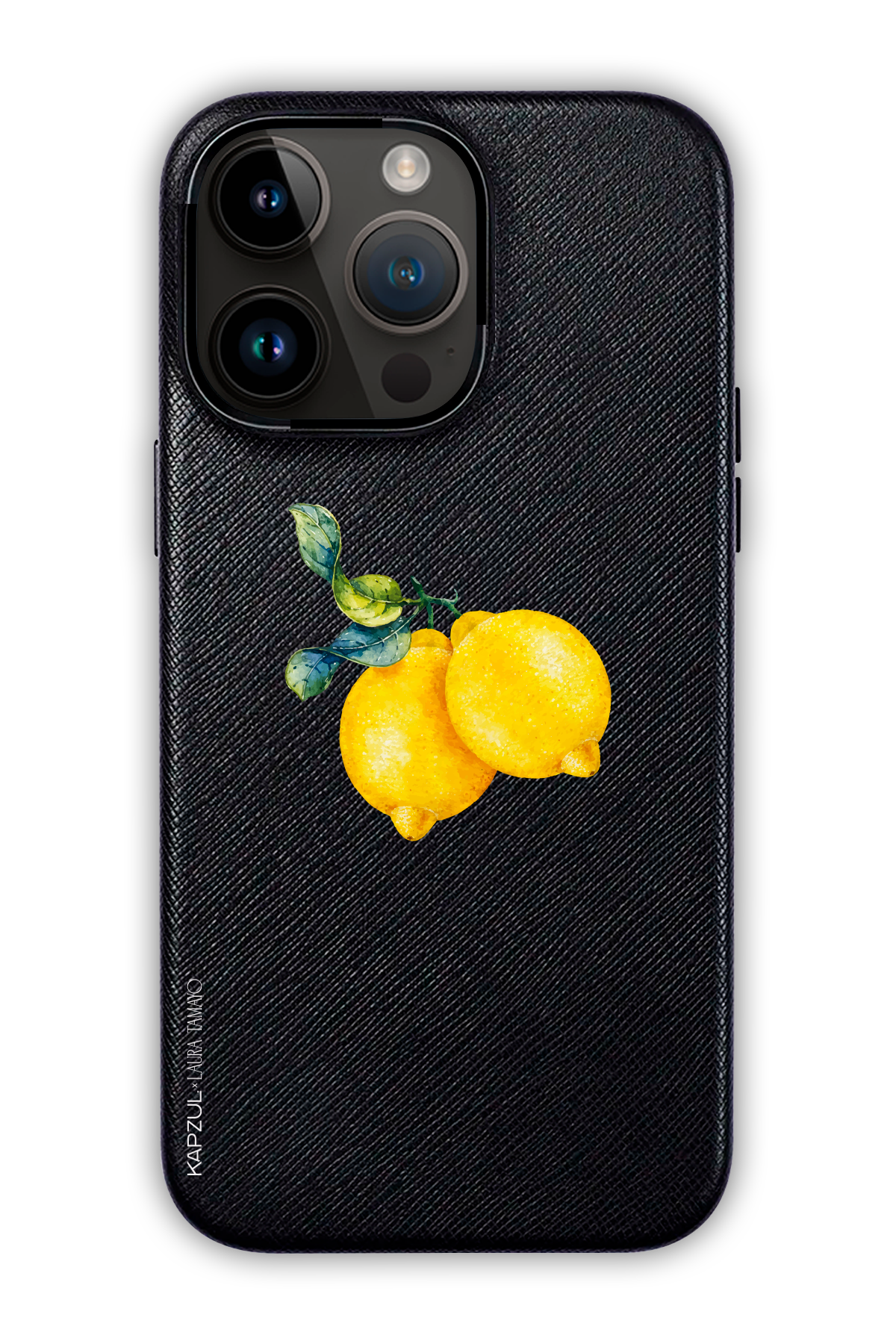 Black - Simple Design – Lemons Case - iPhone 14 Pro Max - Leather Case
