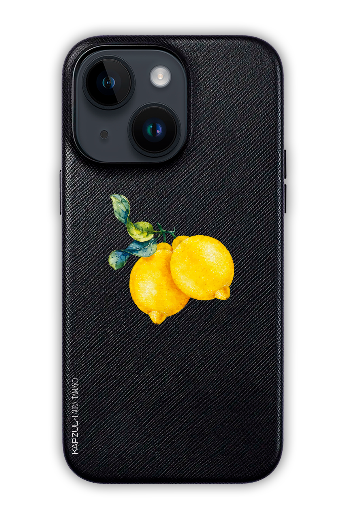 Black - Simple Design – Lemons Case - iPhone 14 - Leather Case