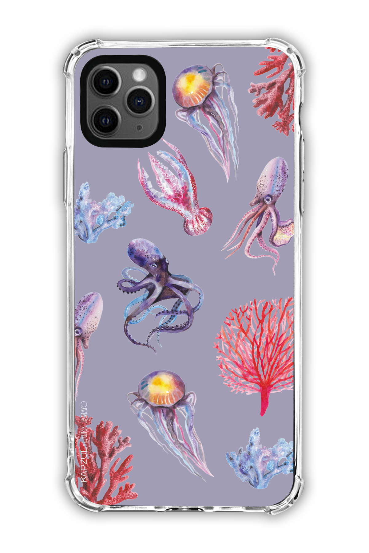 Purple - Full Design – Marine Life Case - iPhone 11 Pro Max - Transparent Case