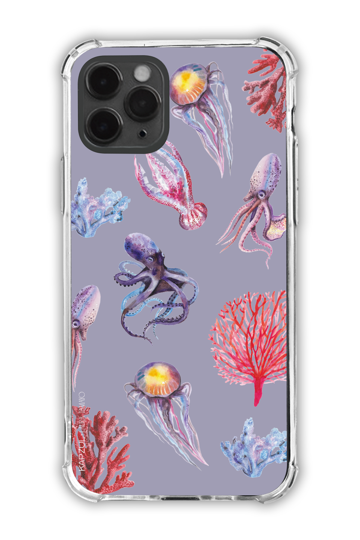 Purple - Full Design – Marine Life Case - iPhone 11 Pro - Transparent Case