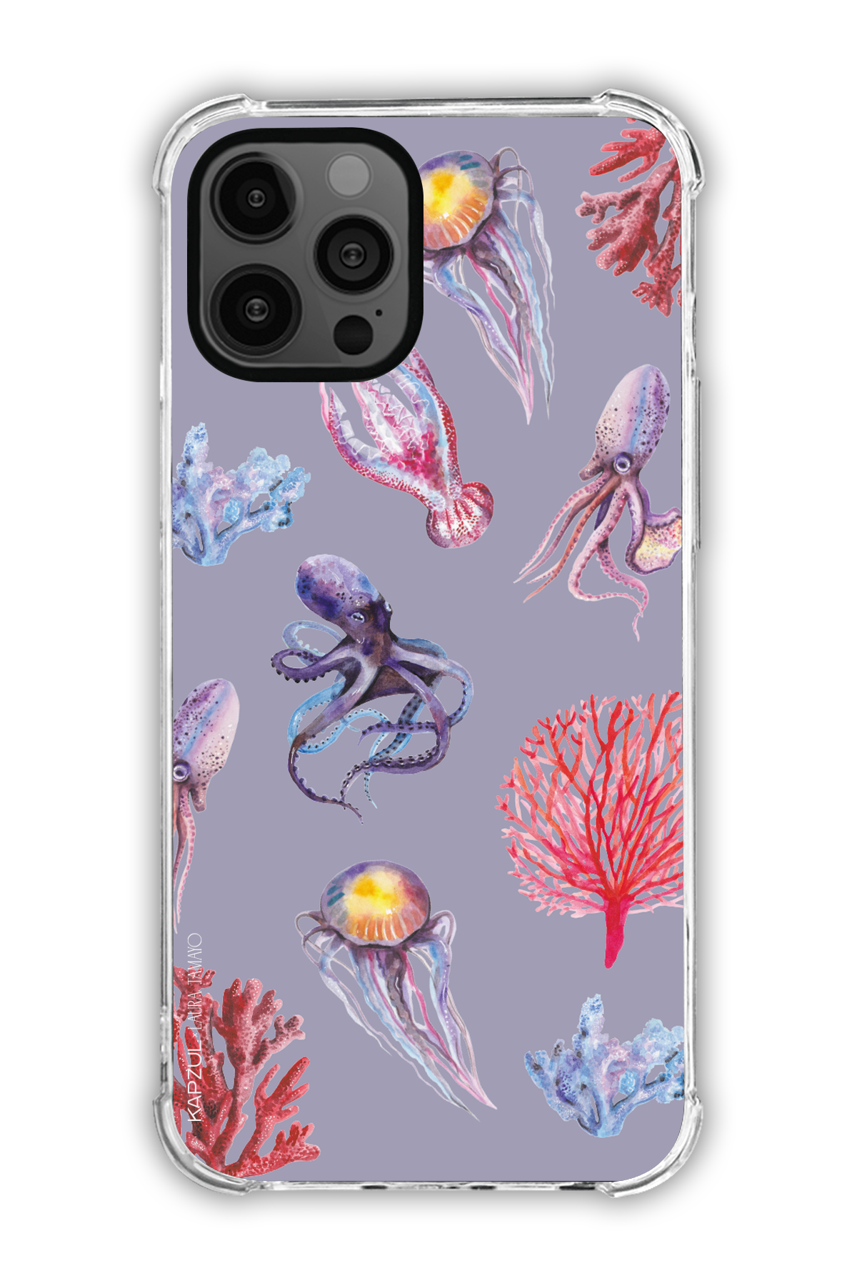 Purple - Full Design – Marine Life Case - iPhone 12 Pro Max - Transparent Case