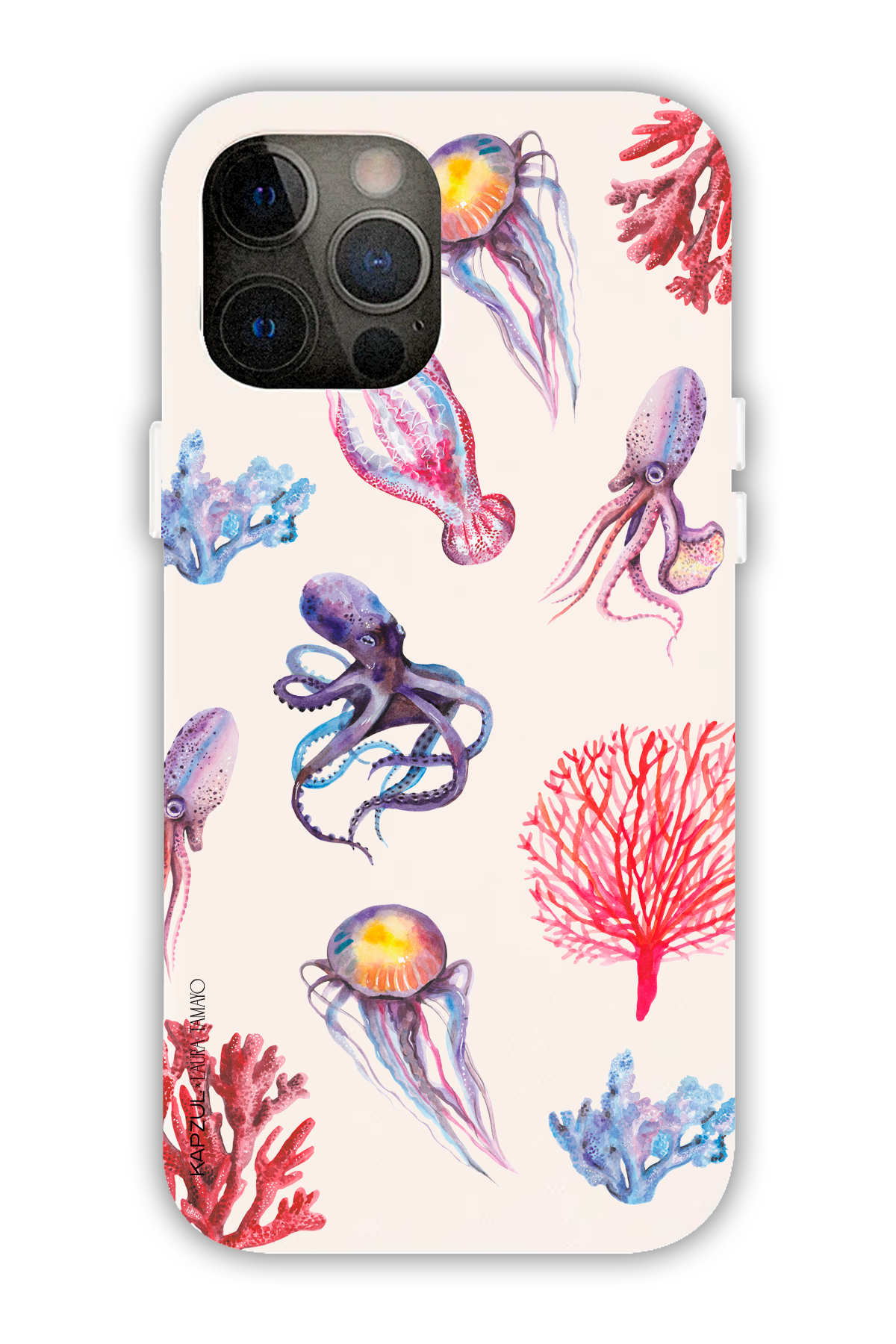 White - Full Design – Marine Life Case - iPhone 12 Pro Max - Leather Case