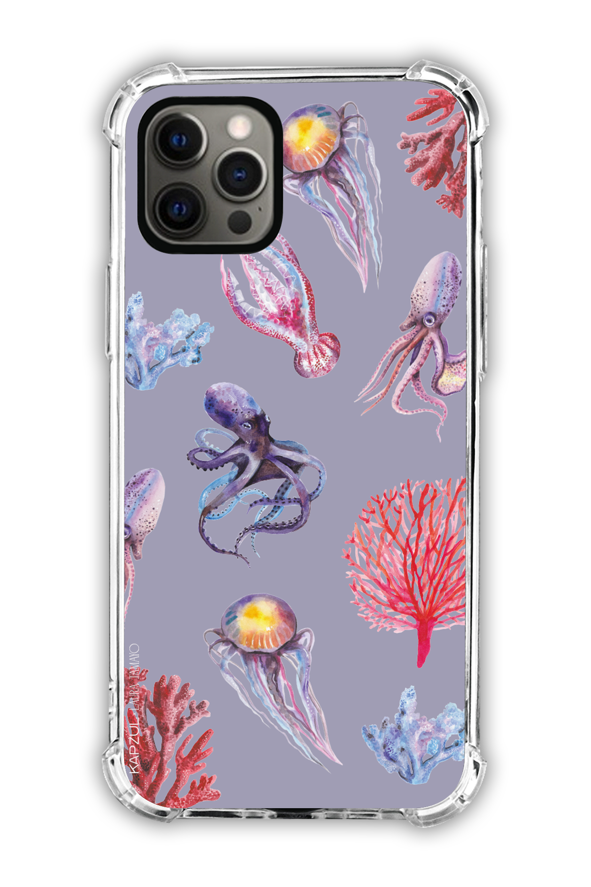 Purple - Full Design – Marine Life Case - iPhone 12 Pro - Transparent Case