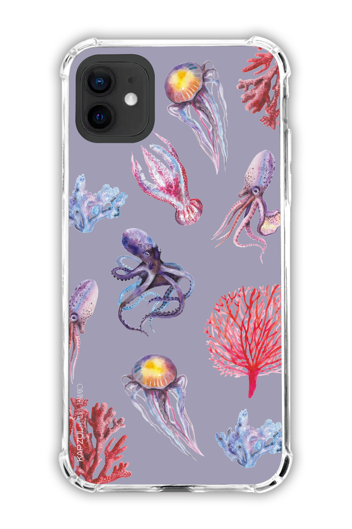 Purple - Full Design – Marine Life Case - iPhone 12 - Transparent Case