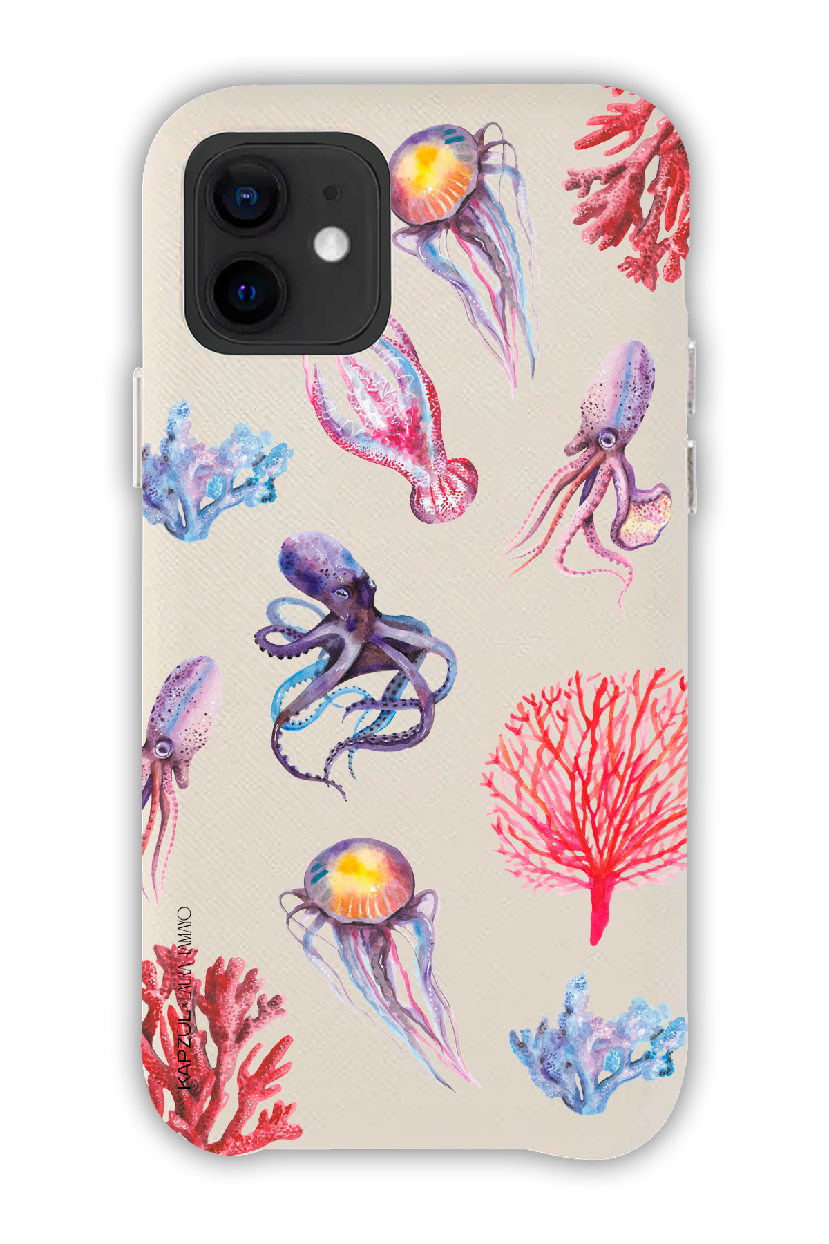 White - Full Design – Marine Life Case - iPhone 12 - Leather Case