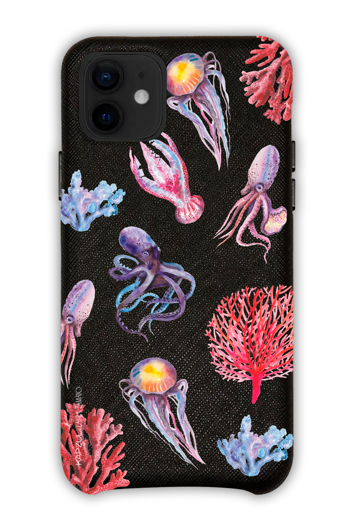 Black - Full Design – Marine Life Case - iPhone 12 - Leather Case