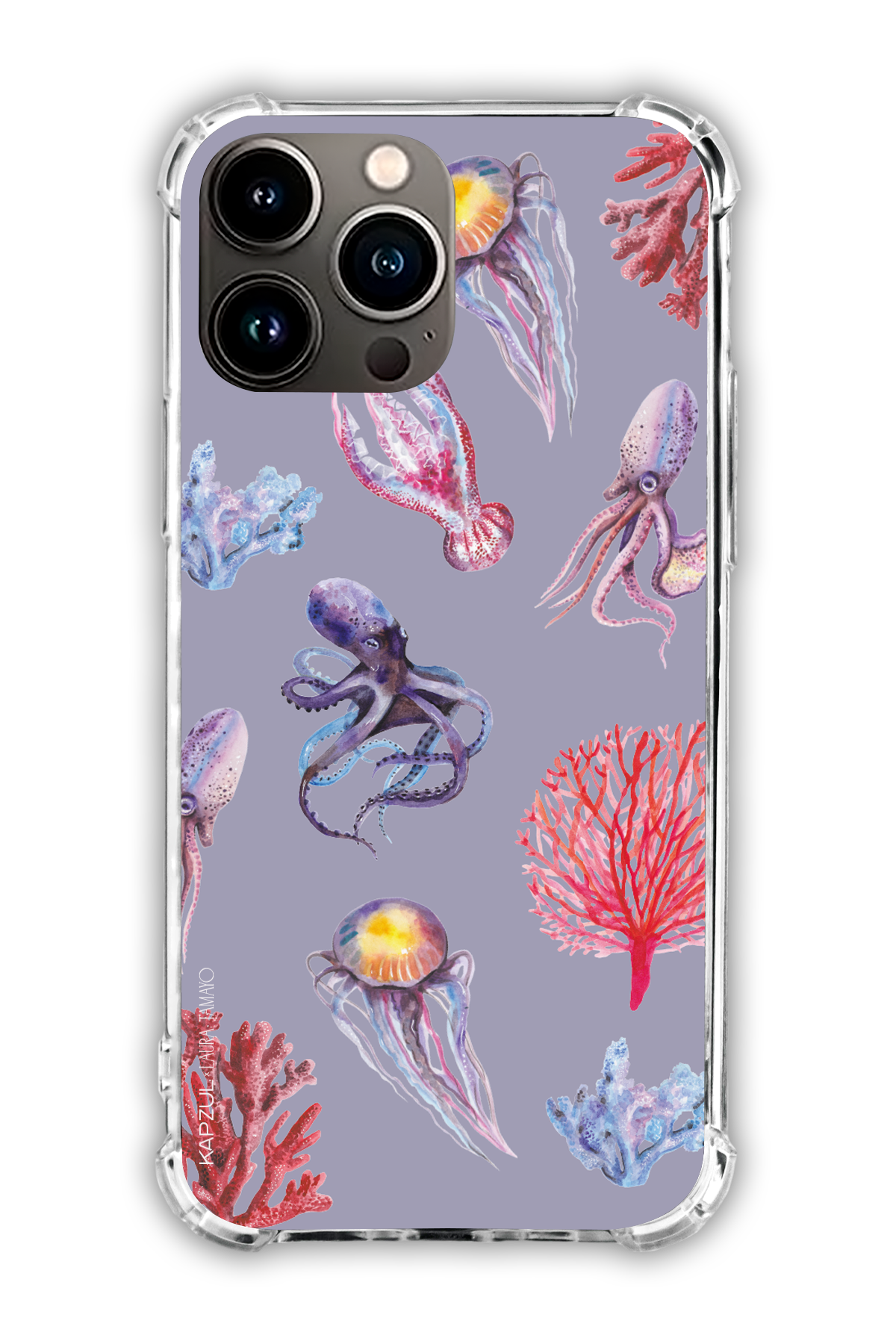 Purple - Full Design – Marine Life Case - iPhone 16 Pro Max - Transparent Case