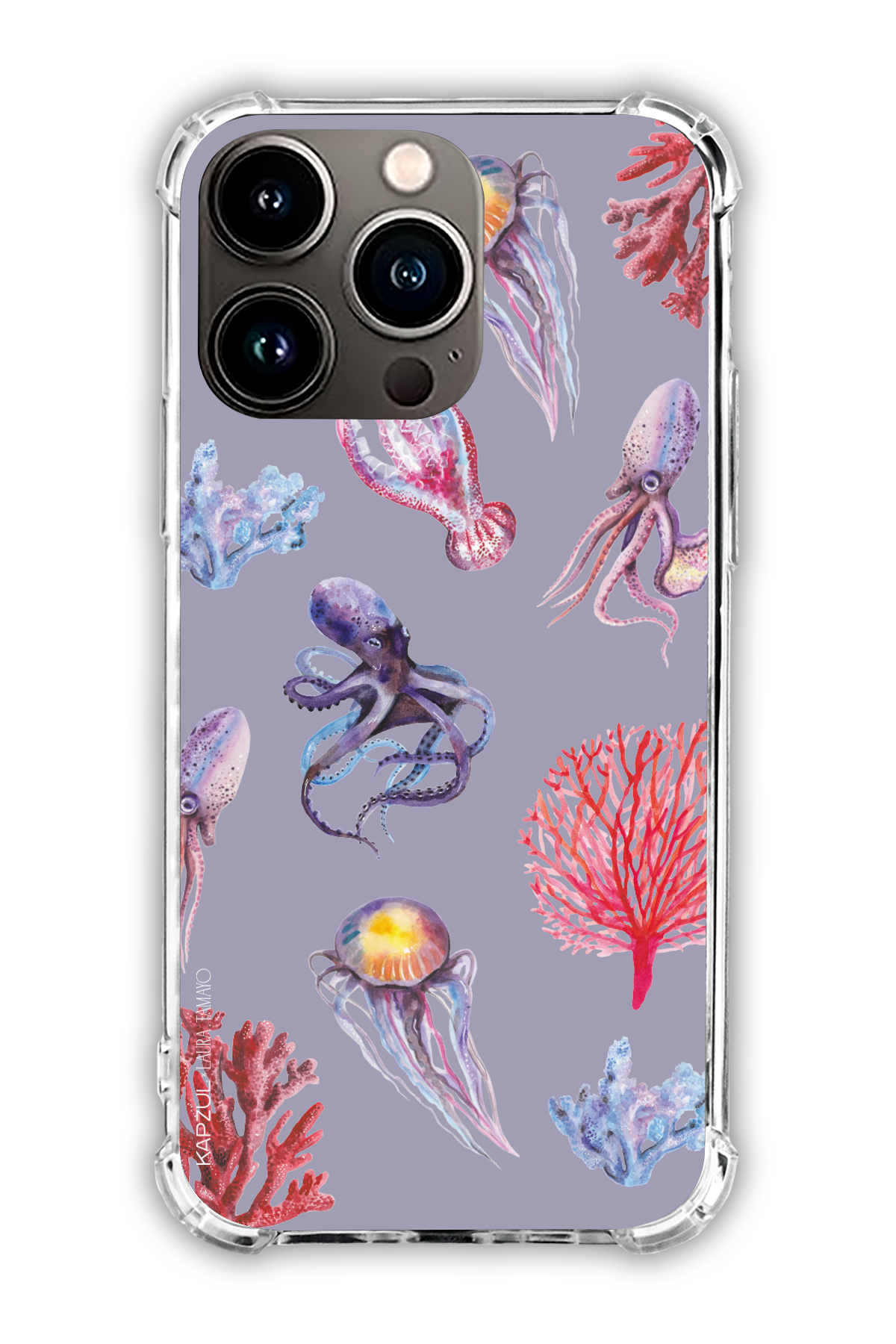Purple - Full Design – Marine Life Case - iPhone 13 Pro - Transparent Case