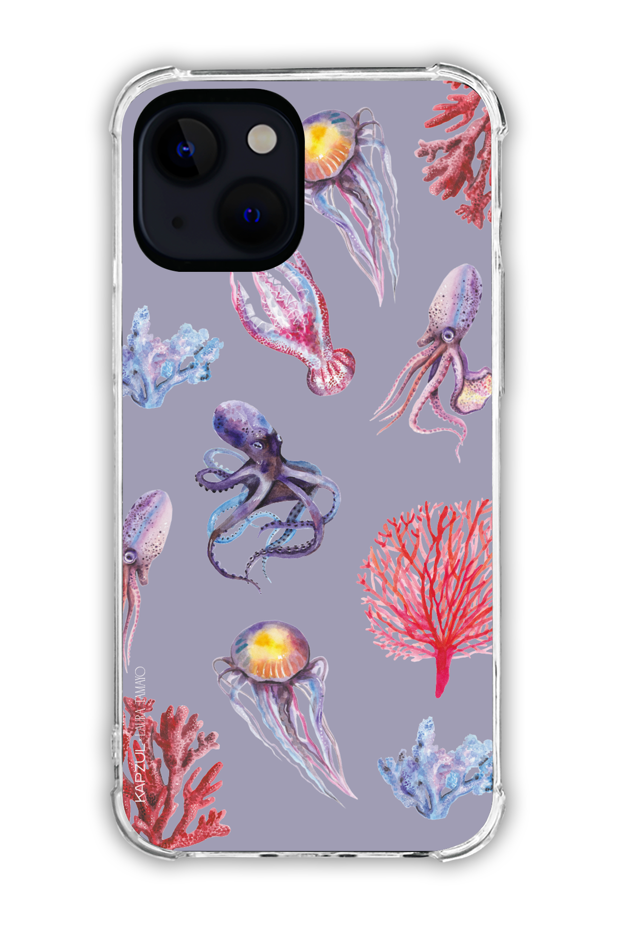Purple - Full Design – Marine Life Case - iPhone 13 - Transparent Case