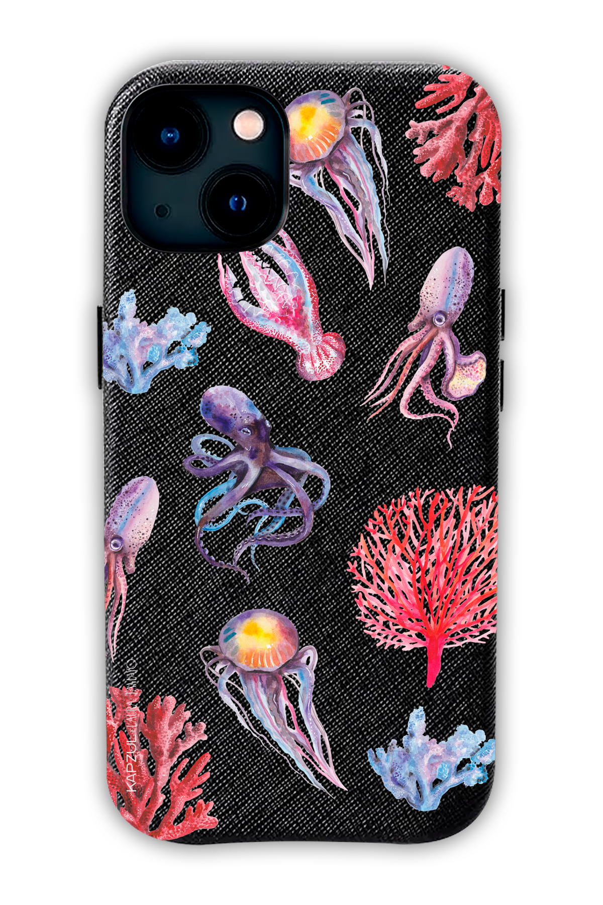 Black - Full Design – Marine Life Case - iPhone 13 - Leather Case