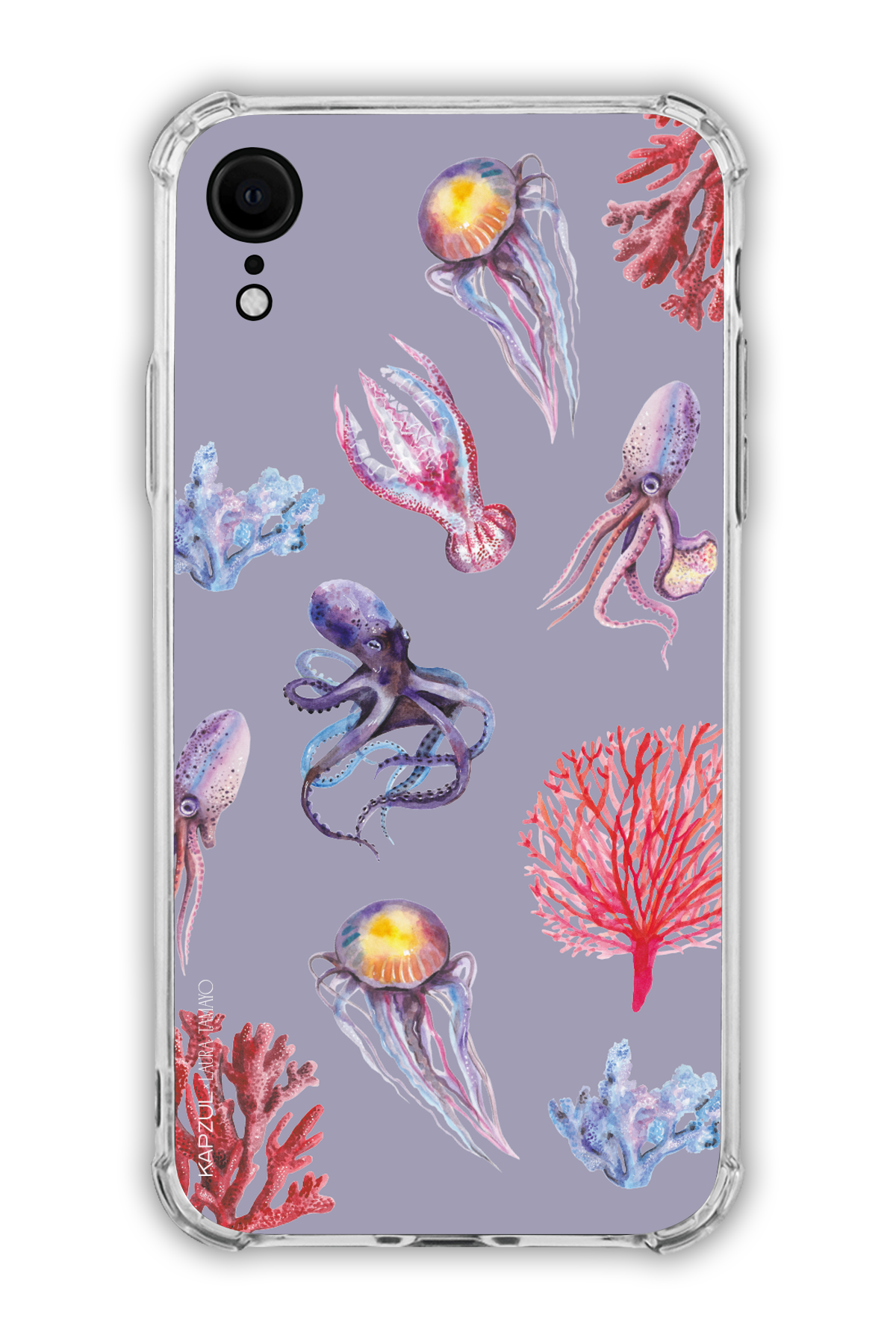 Purple - Full Design – Marine Life Case - iPhone XR - Transparent Case