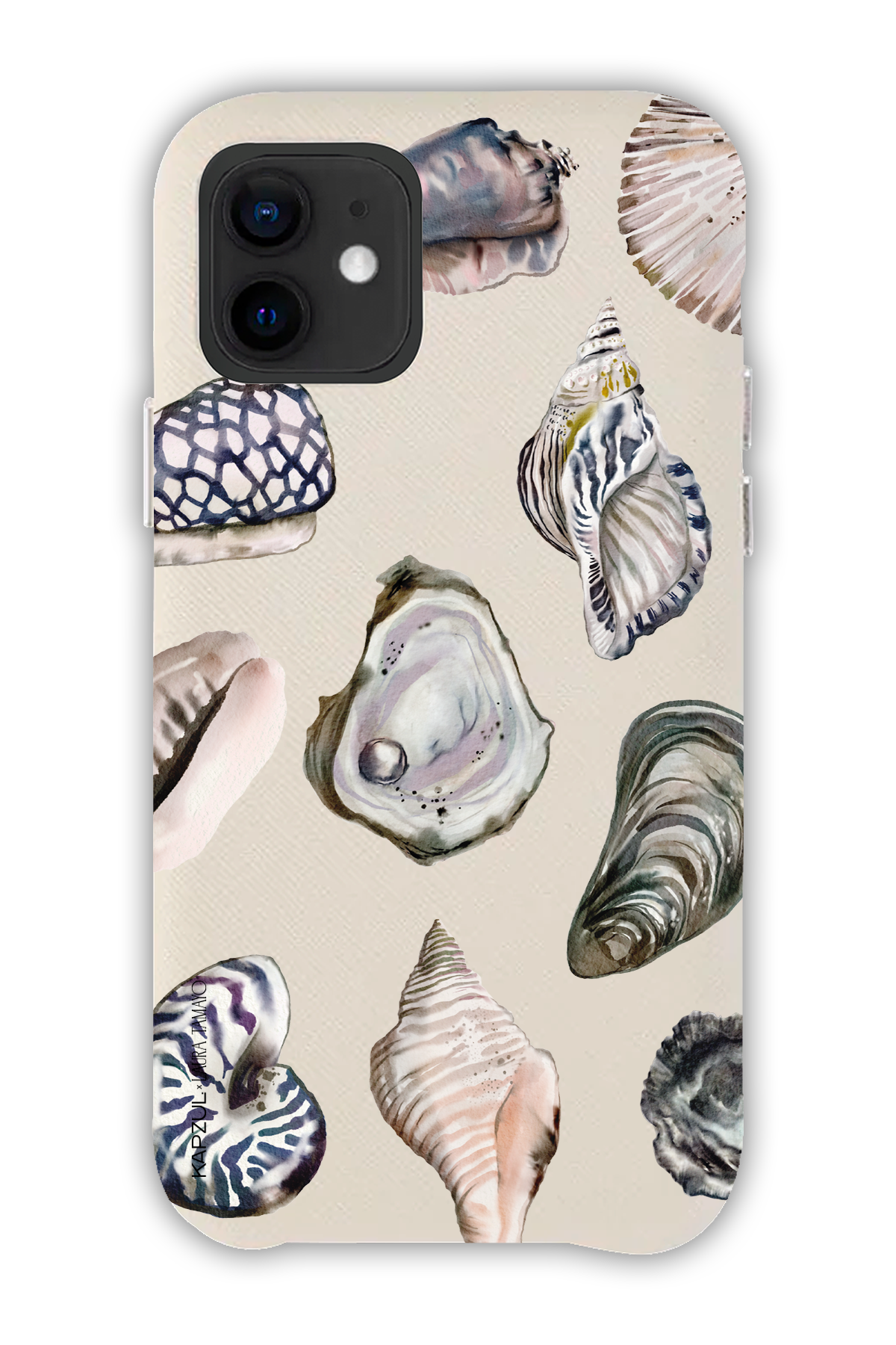 White - Full Design – Oysters Case - iPhone 12 - Leather Case