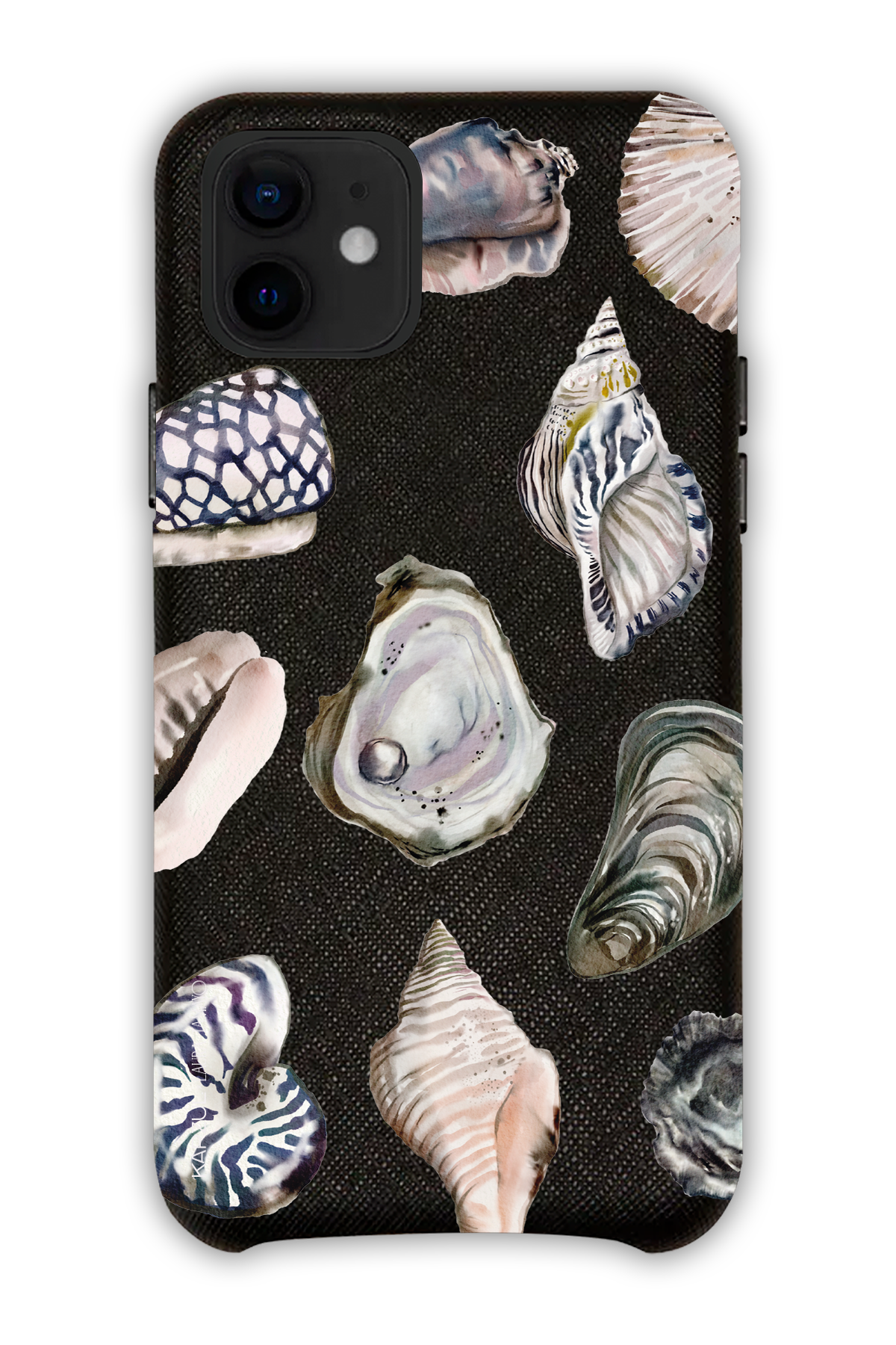 Black - Full Design – Oysters Case - iPhone 12 - Leather Case