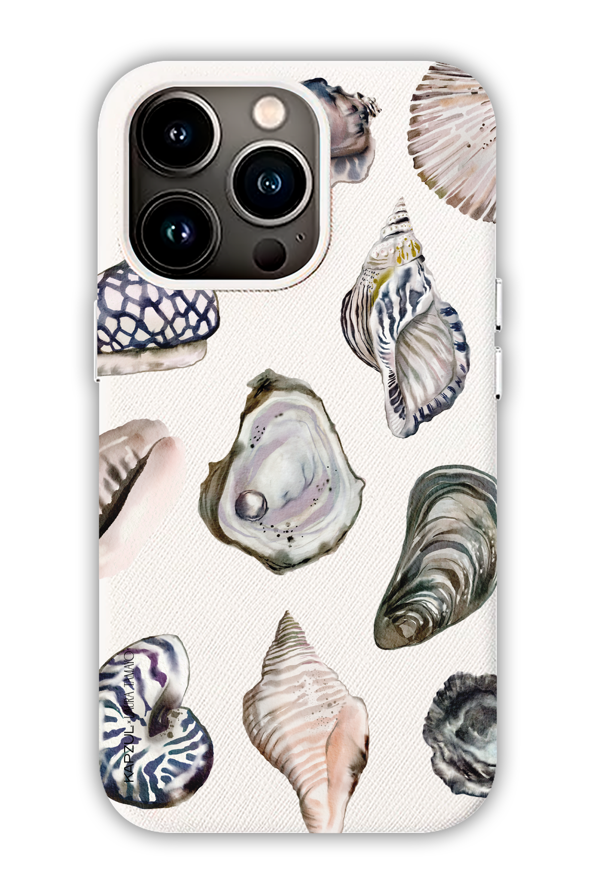 White - Full Design – Oysters Case - iPhone 13 Pro Max - Leather Case