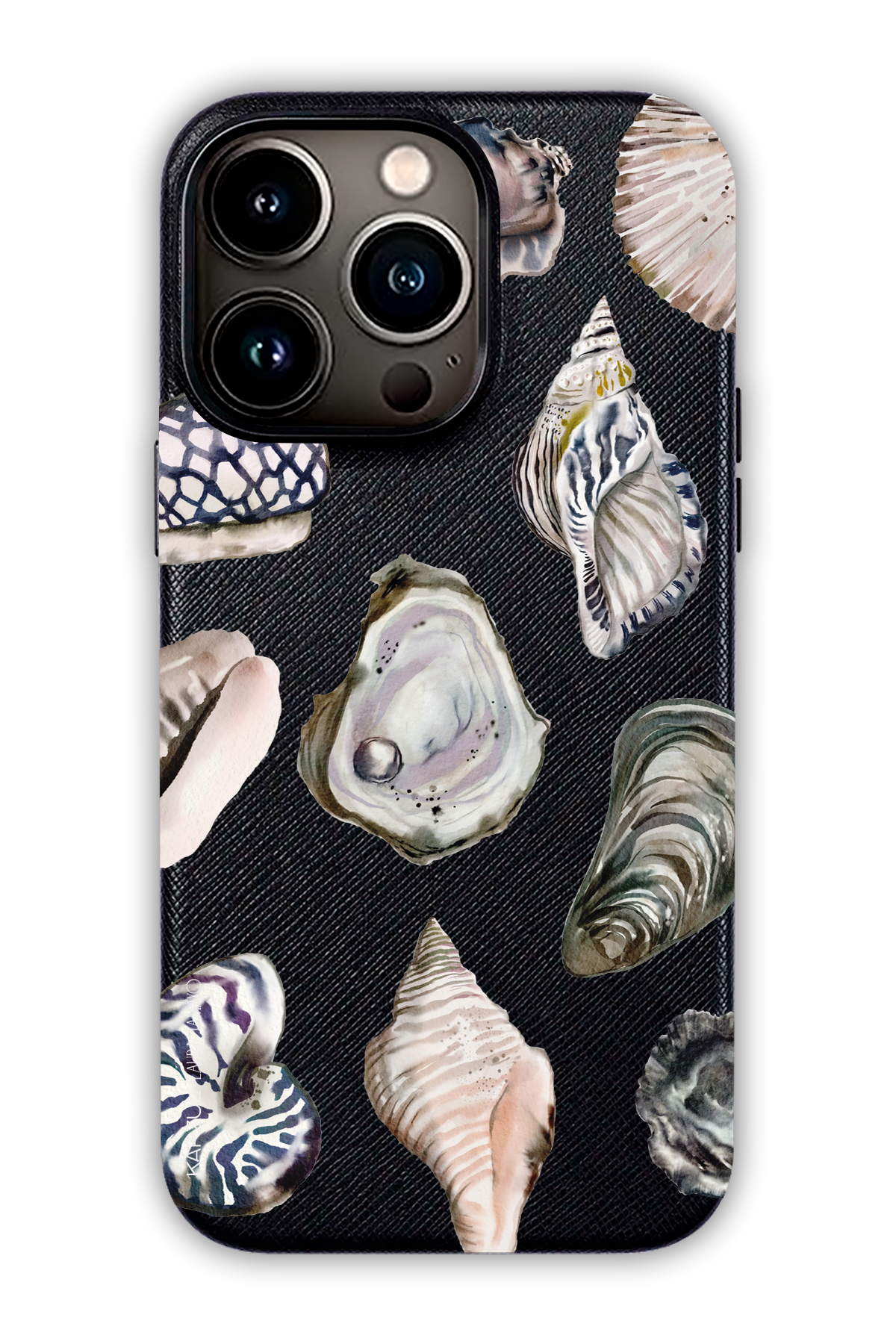 Black - Full Design – Oysters Case - iPhone 13 Pro Max - Leather Case