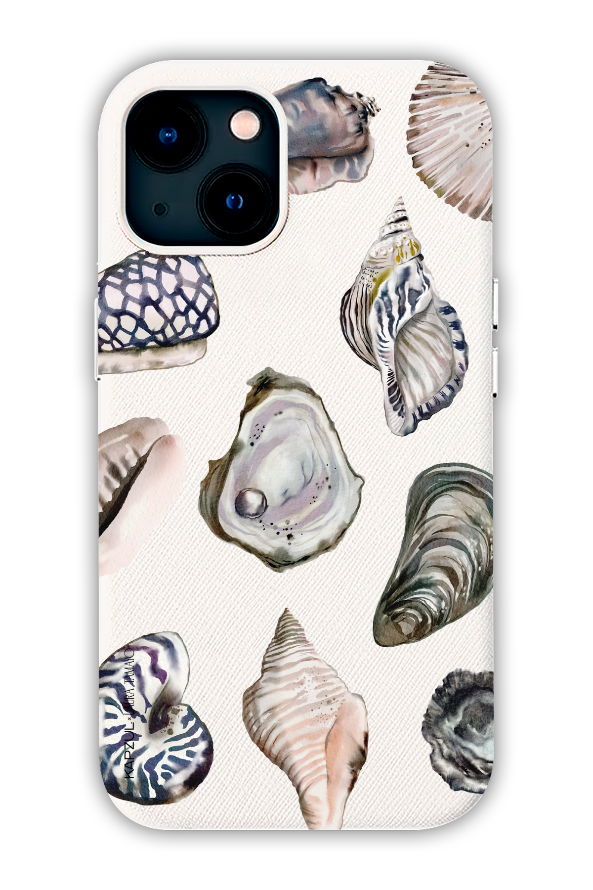 White - Full Design – Oysters Case - iPhone 13 - Leather Case