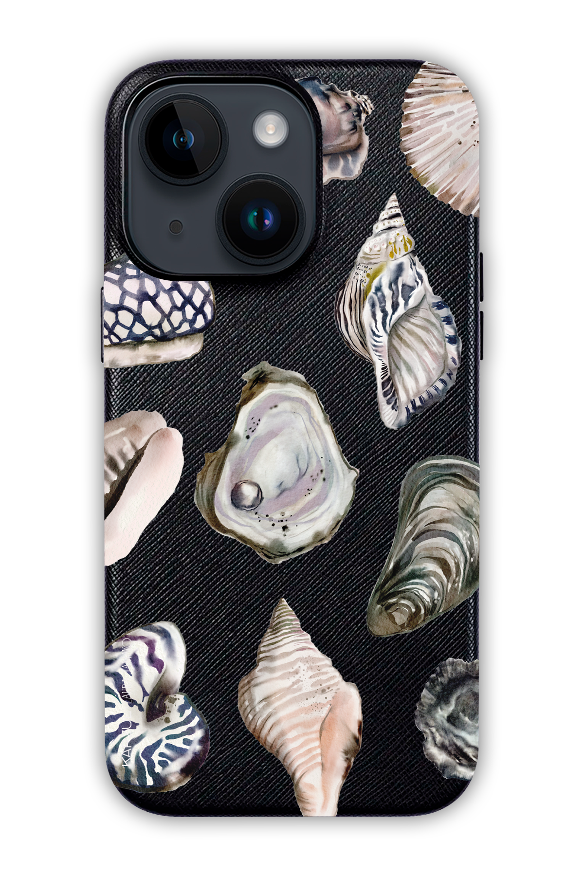 Black - Full Design – Oysters Case - iPhone 14 Max - Leather Case